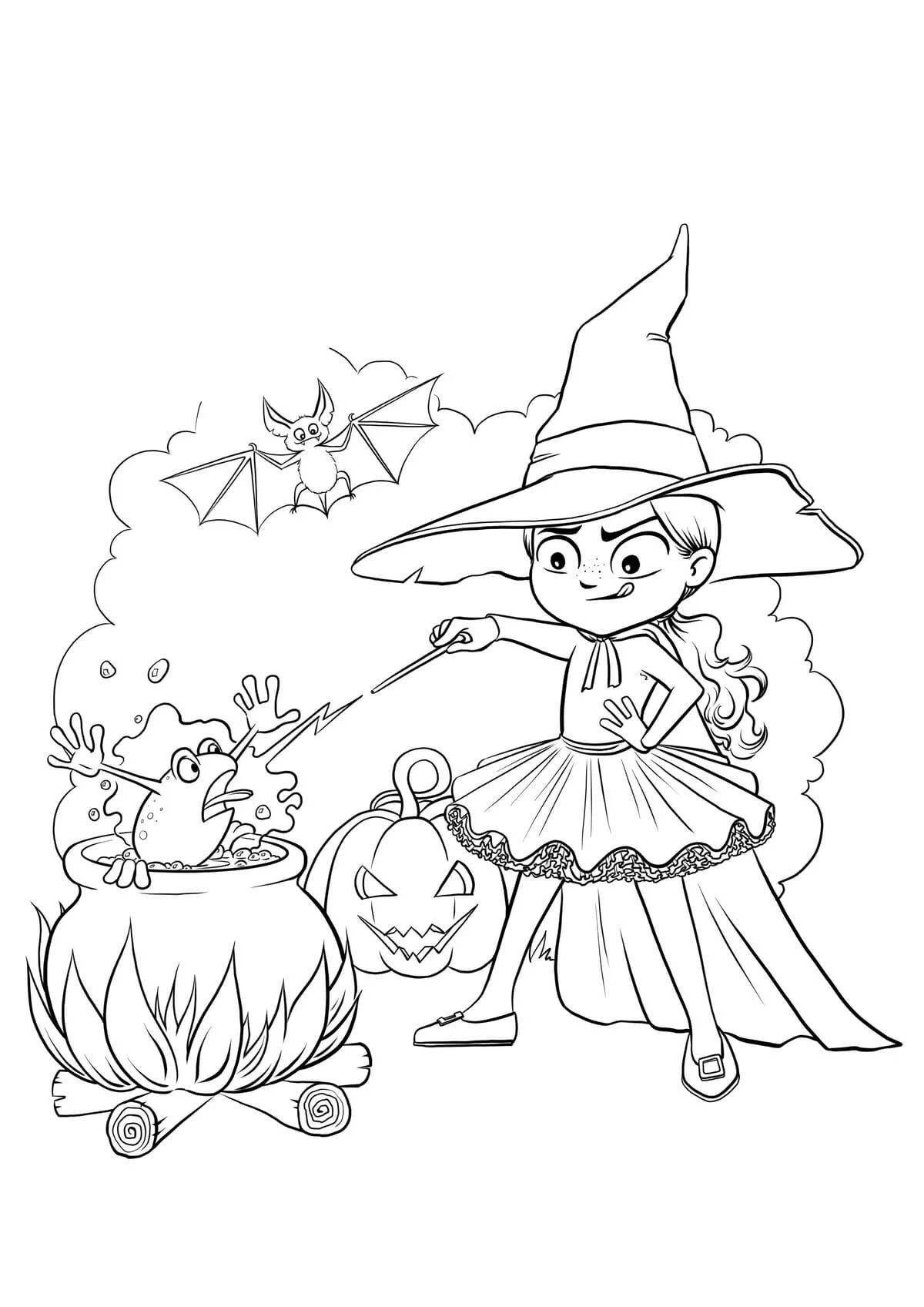 Chilling witch coloring book