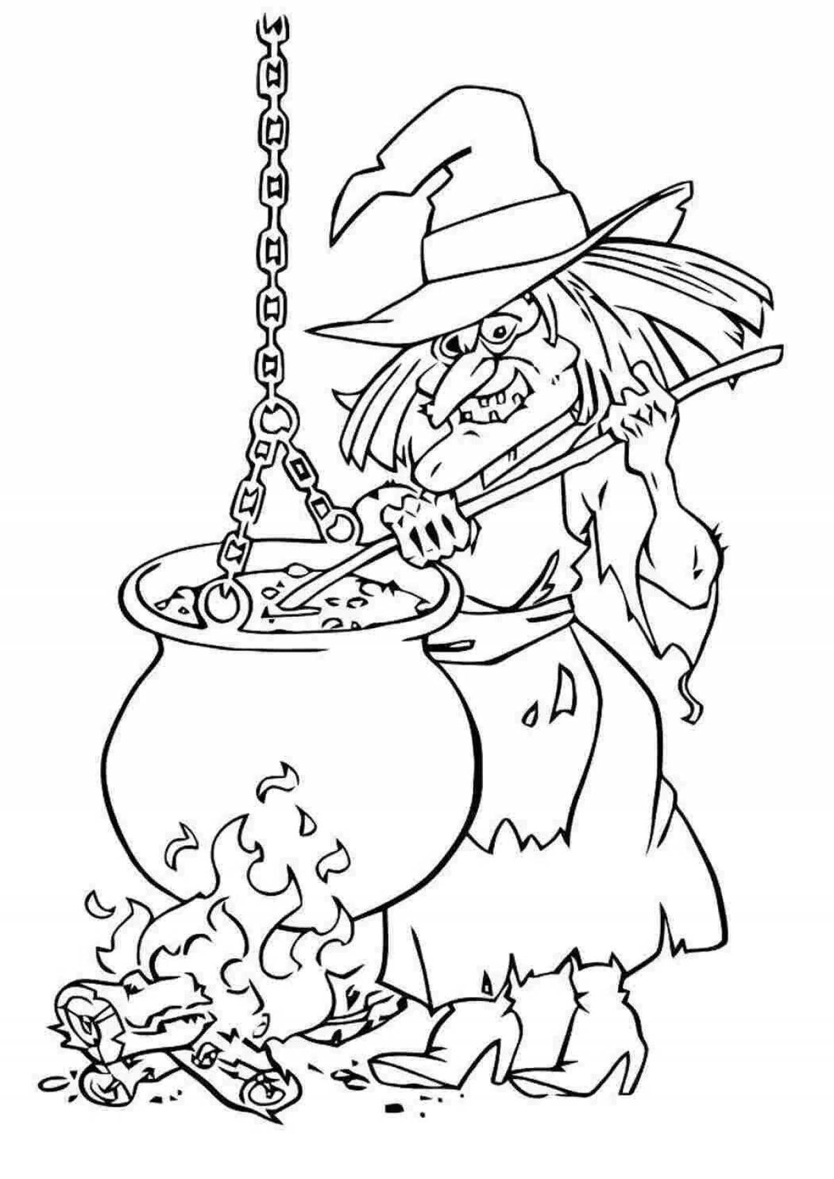 Mystical witch coloring book