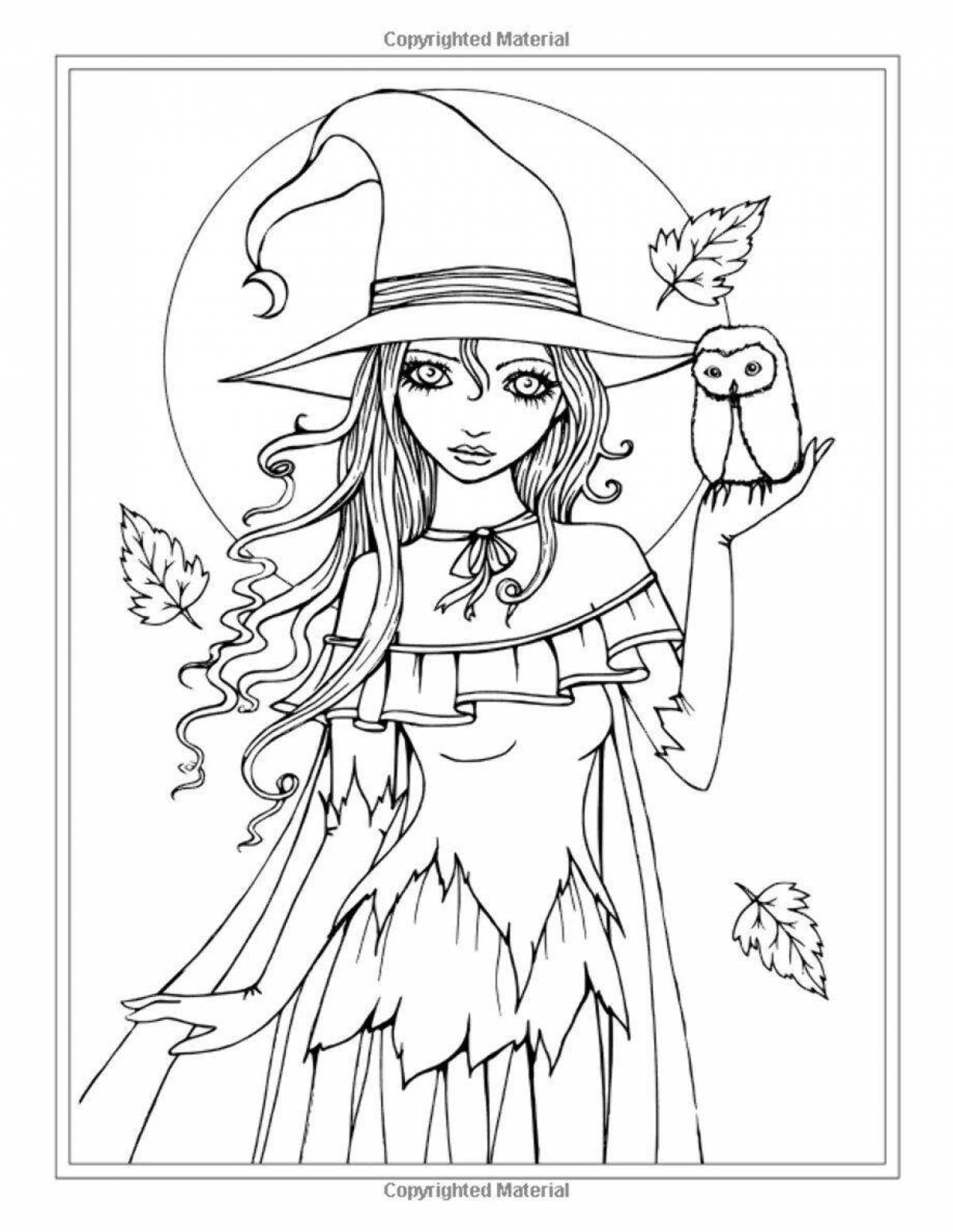 Charming witch coloring book