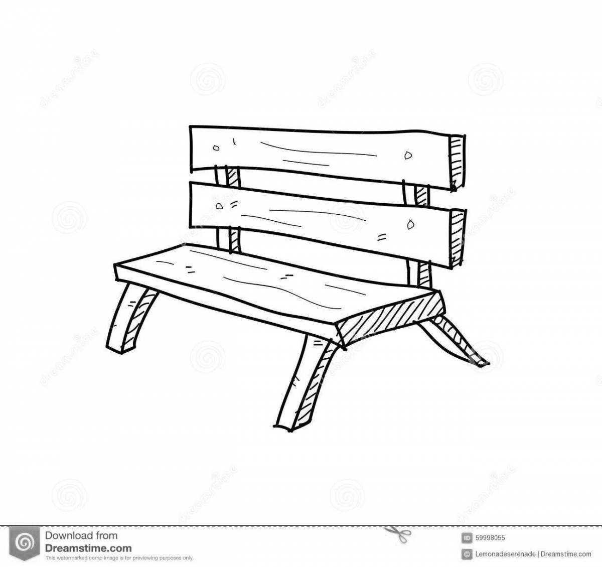 Luminous bench coloring page