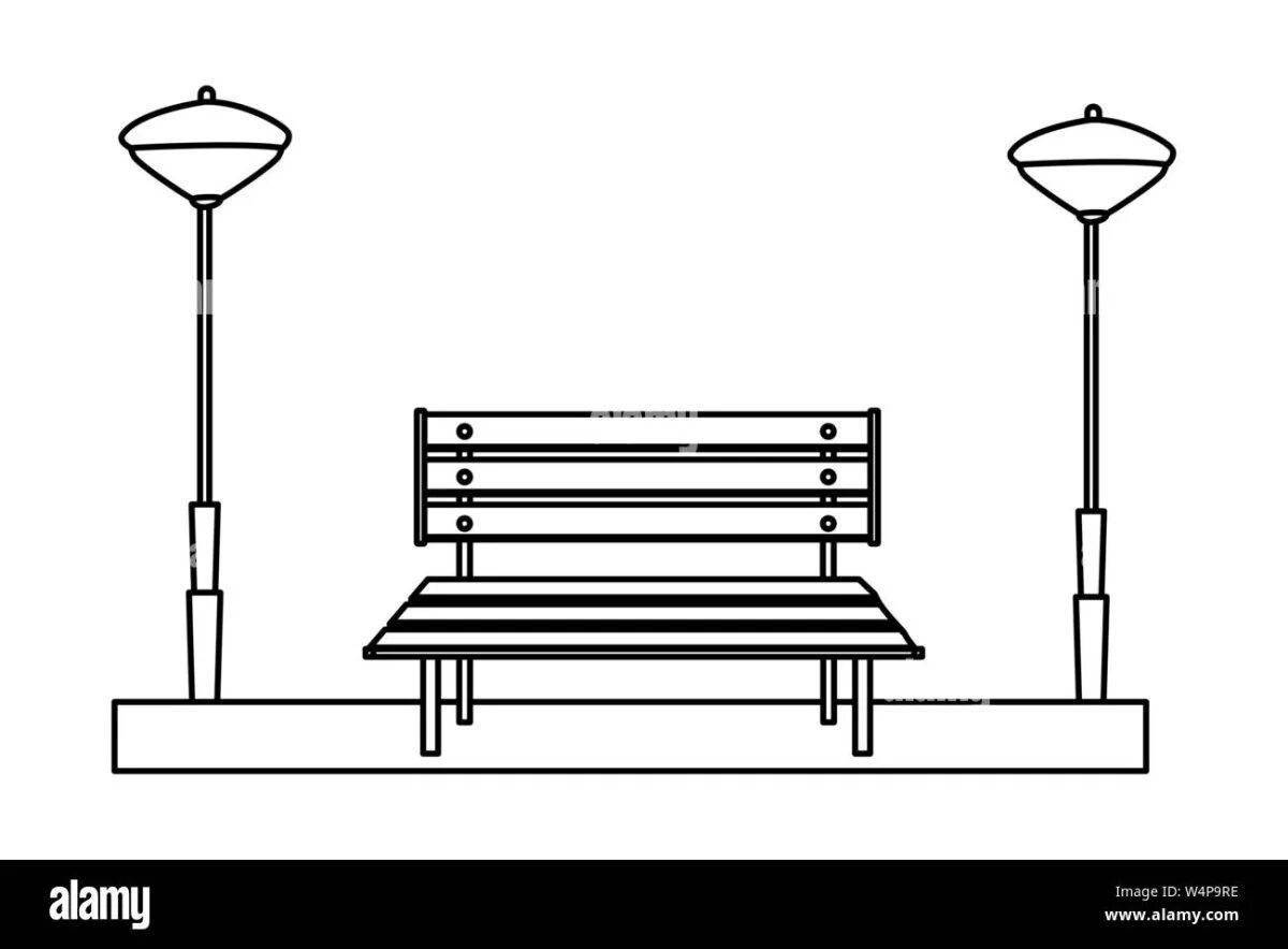 Glitter bench coloring page