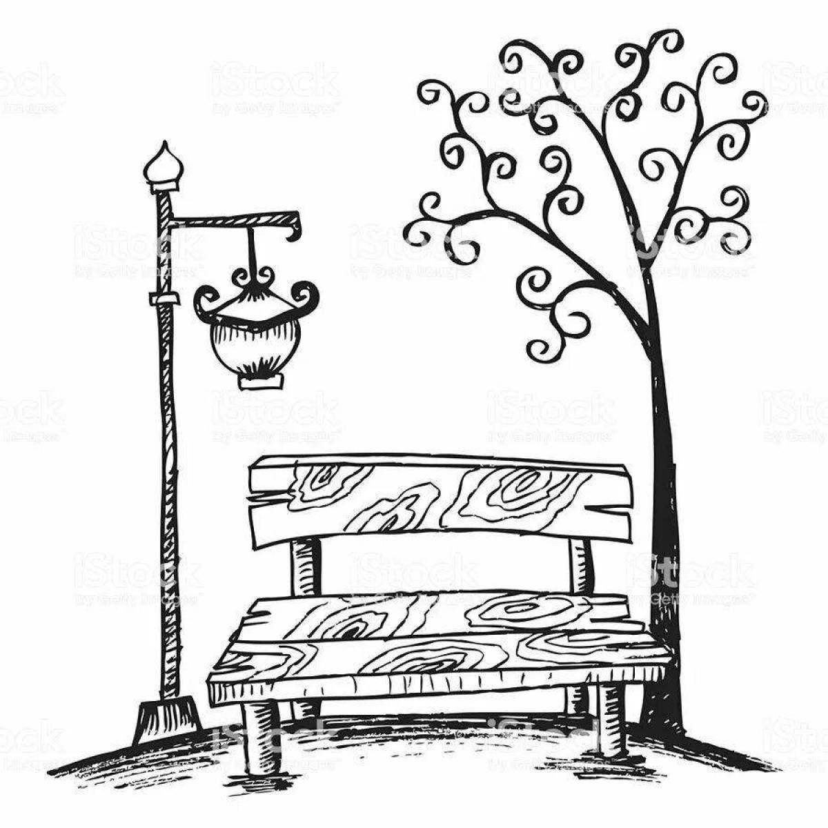 Photo Coloring book gorgeous bench