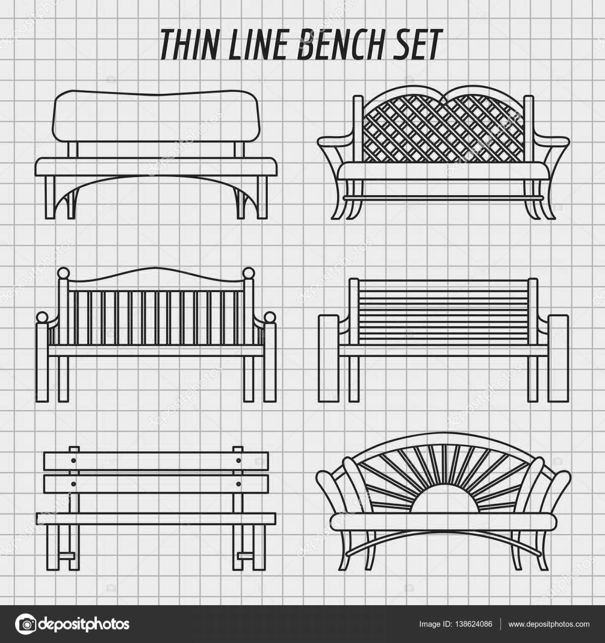 Photo Coloring page elegant bench