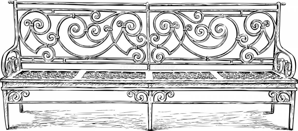 Fancy bench coloring page