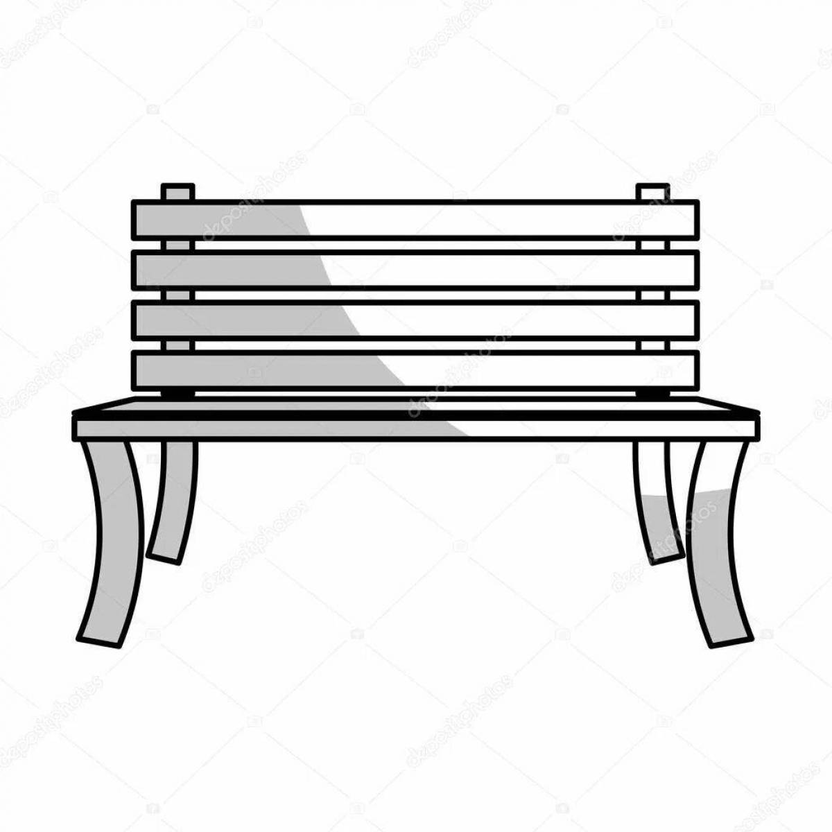 Playful bench coloring page