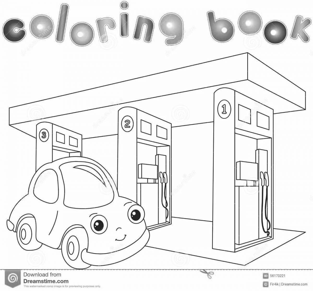 Colorful gas station coloring book