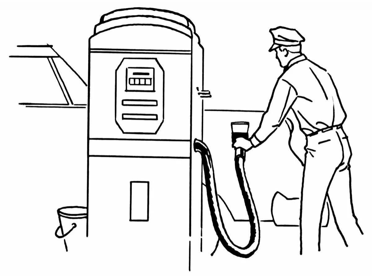 Magic gas station coloring page