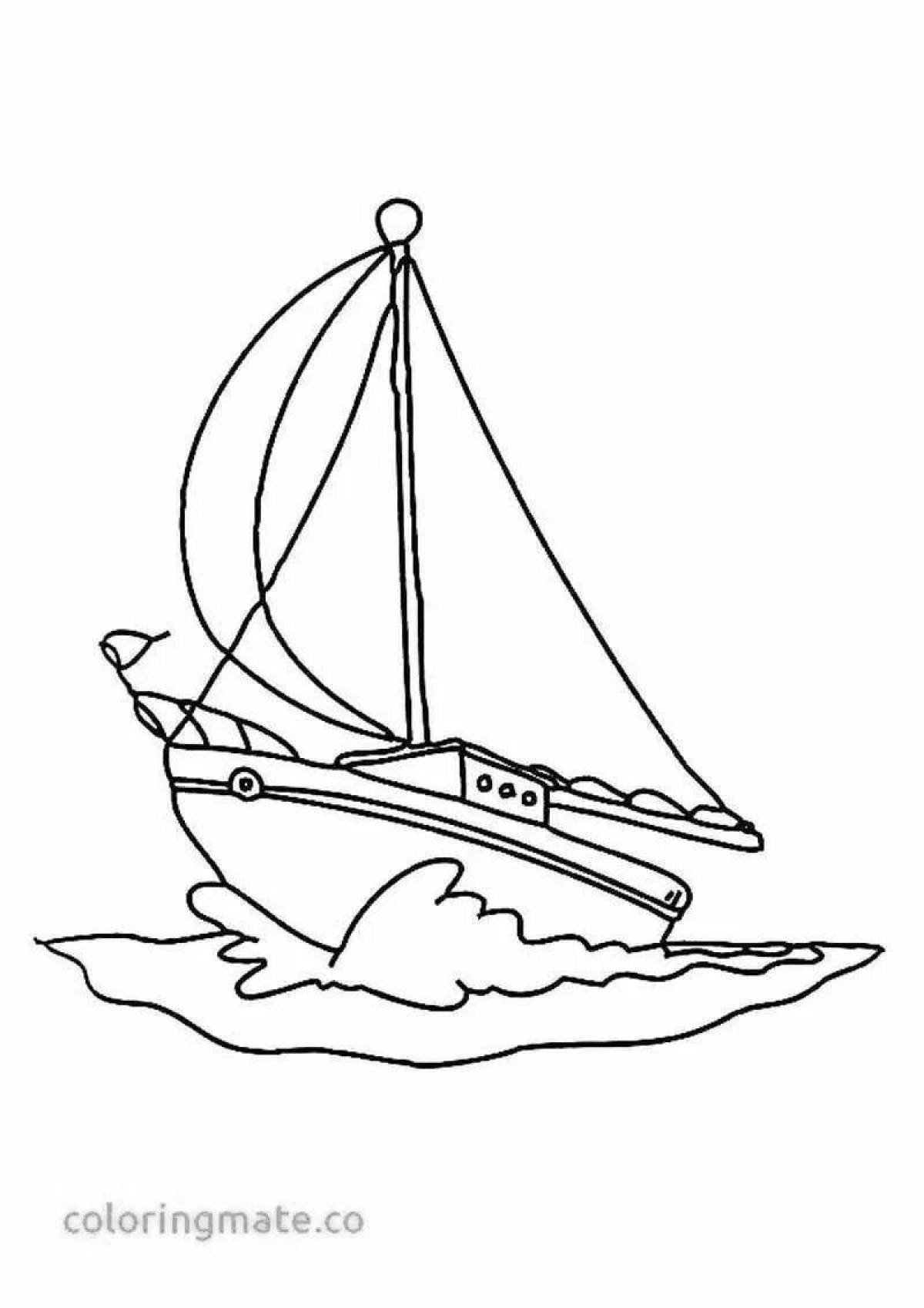 Bright boat coloring page