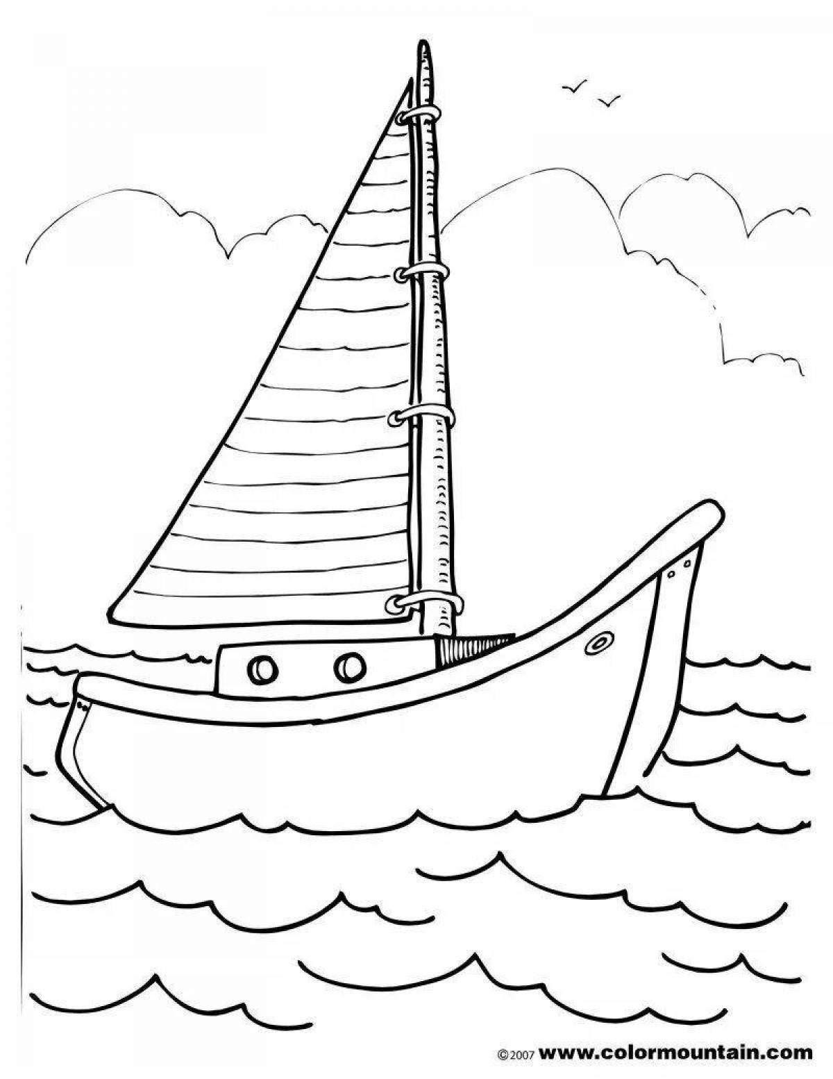 Photo Great boat coloring page