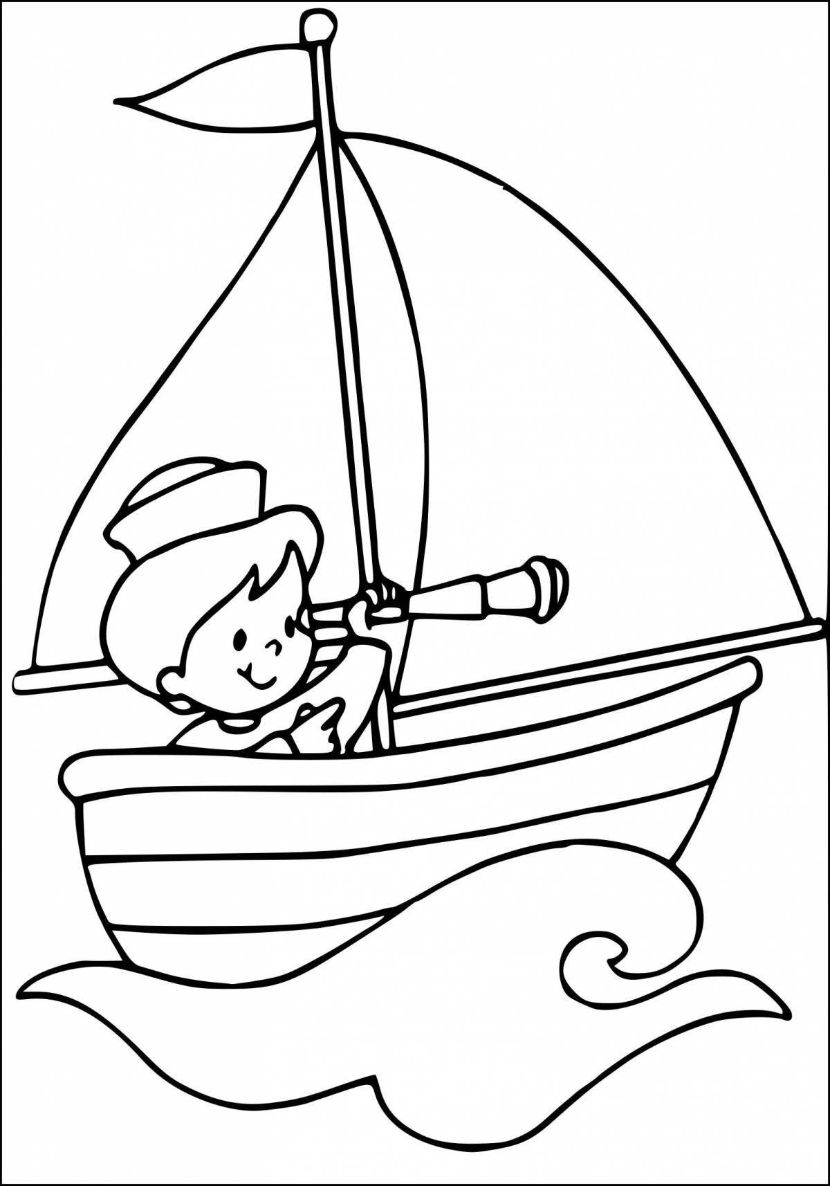 Photo Shiny boat coloring page
