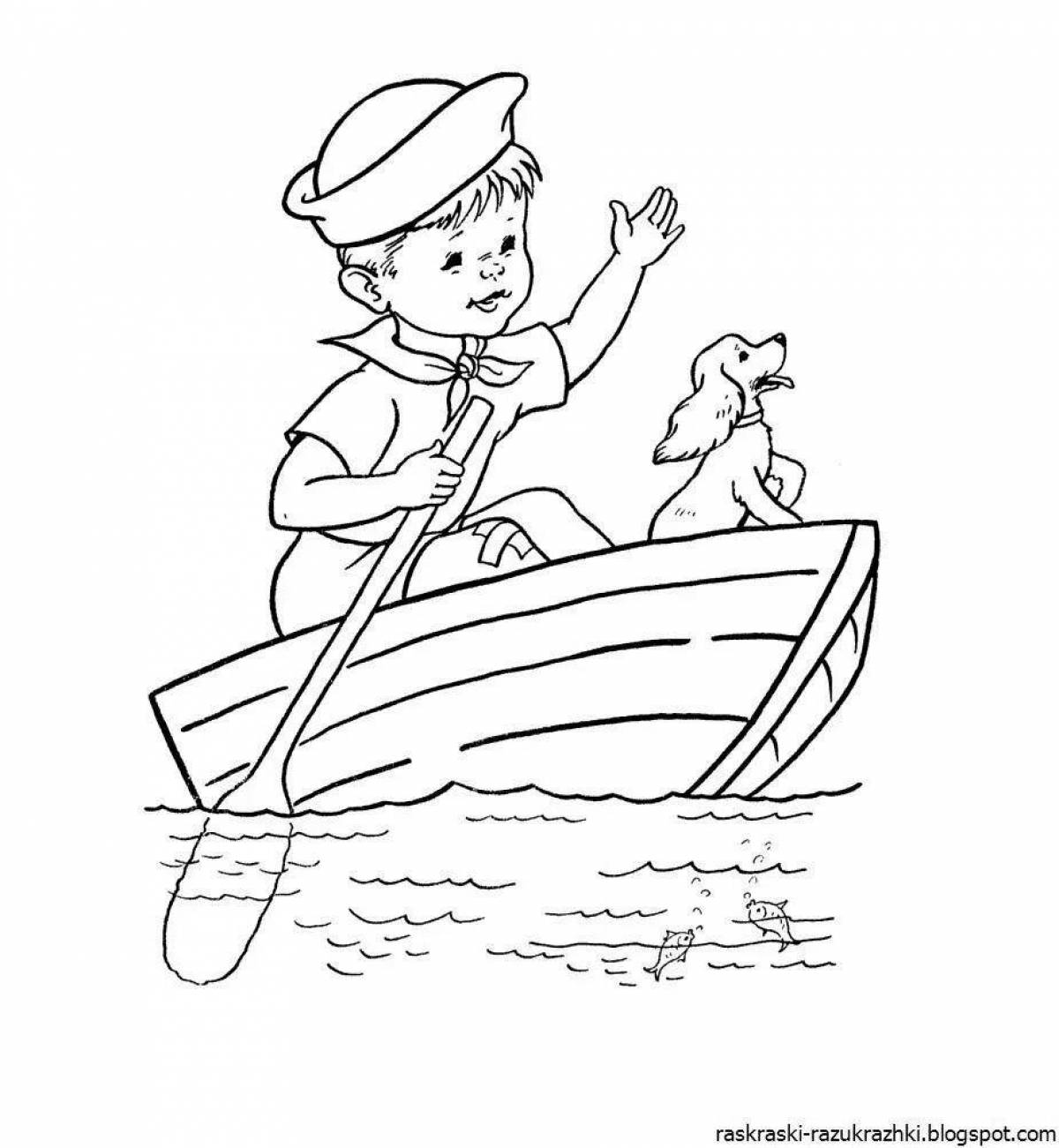 Photo Exotic boat coloring page
