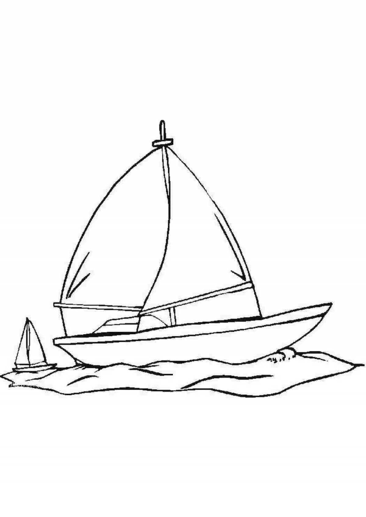 Coloring page serene boat