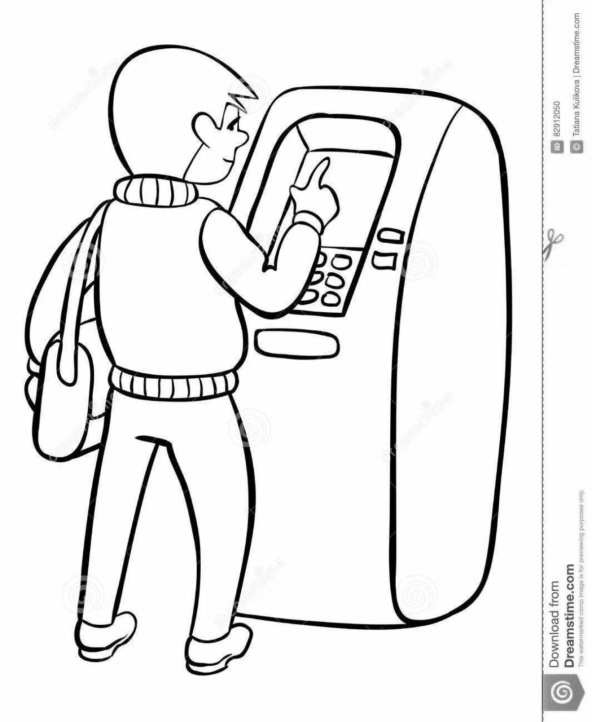 Attractive ATM coloring page