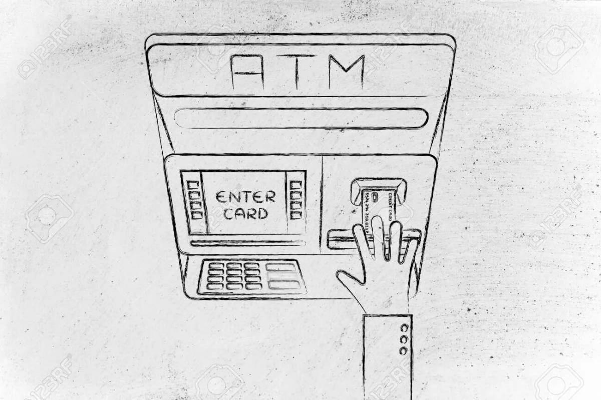 Поразительная страница раскраски банкомата