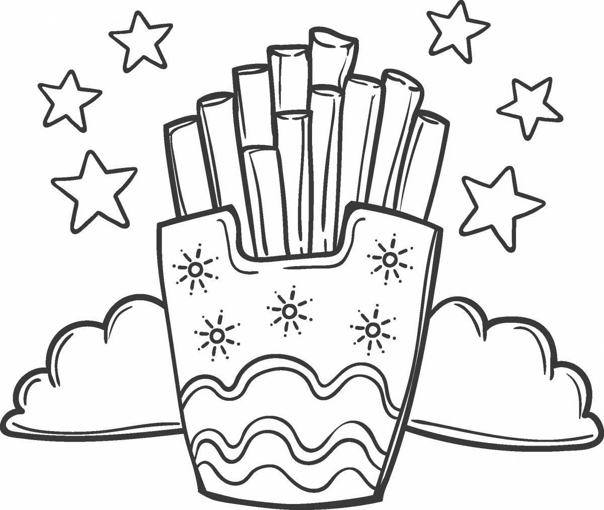 Coloring book with smoked french fries
