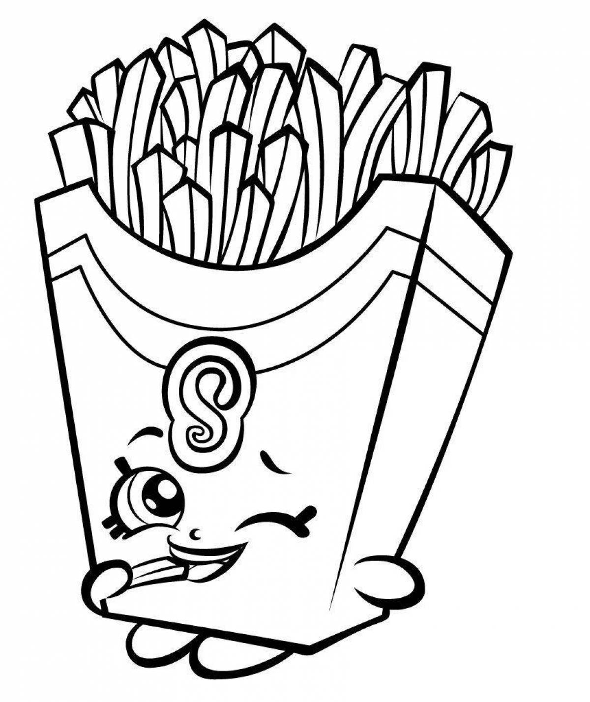 Sweet and sour french fries coloring page