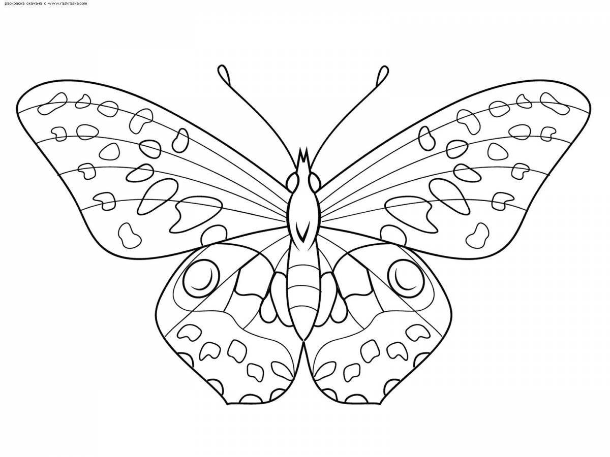 Радостная бабочка-раскраска
