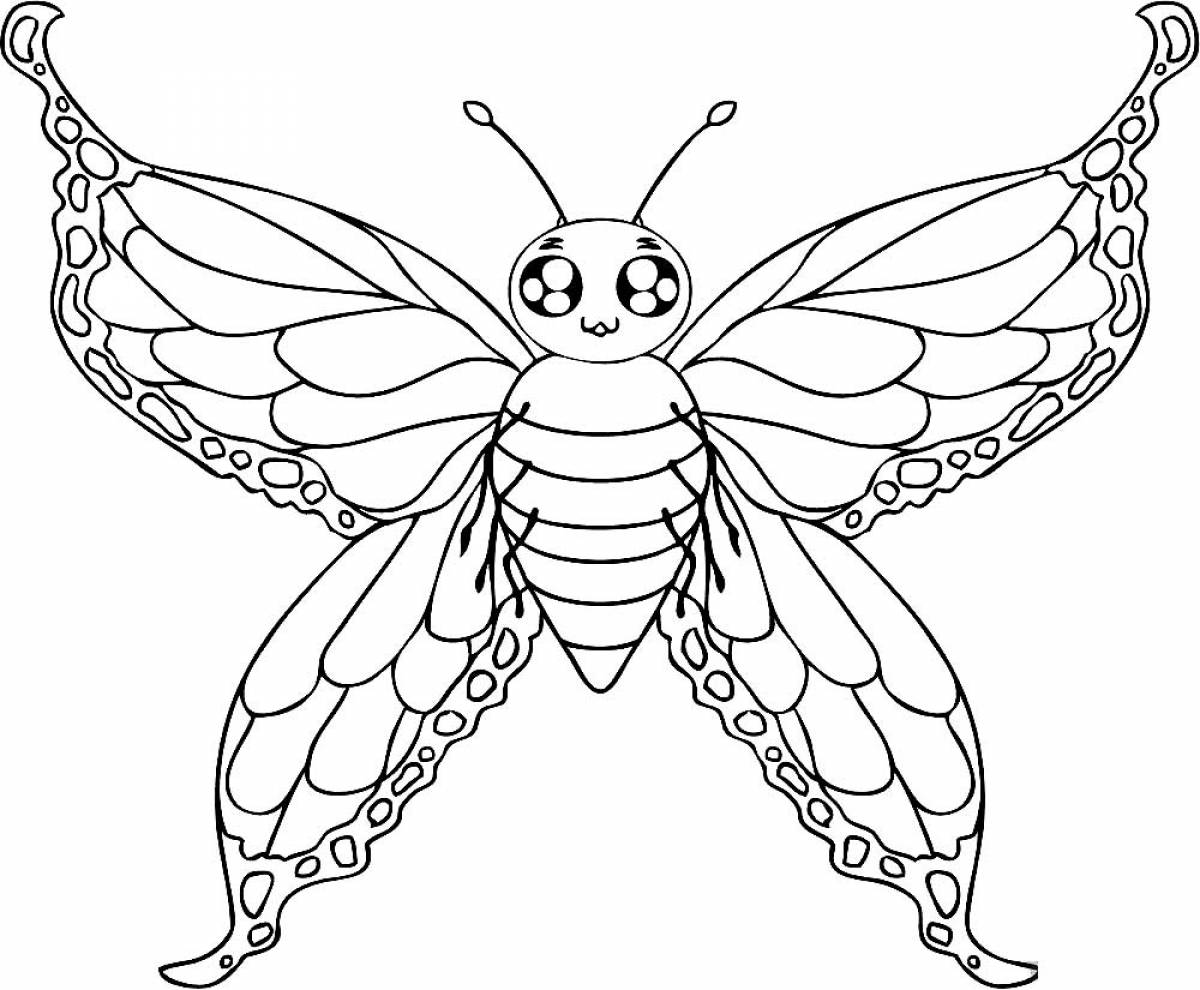 Artistically colored butterflies coloring page