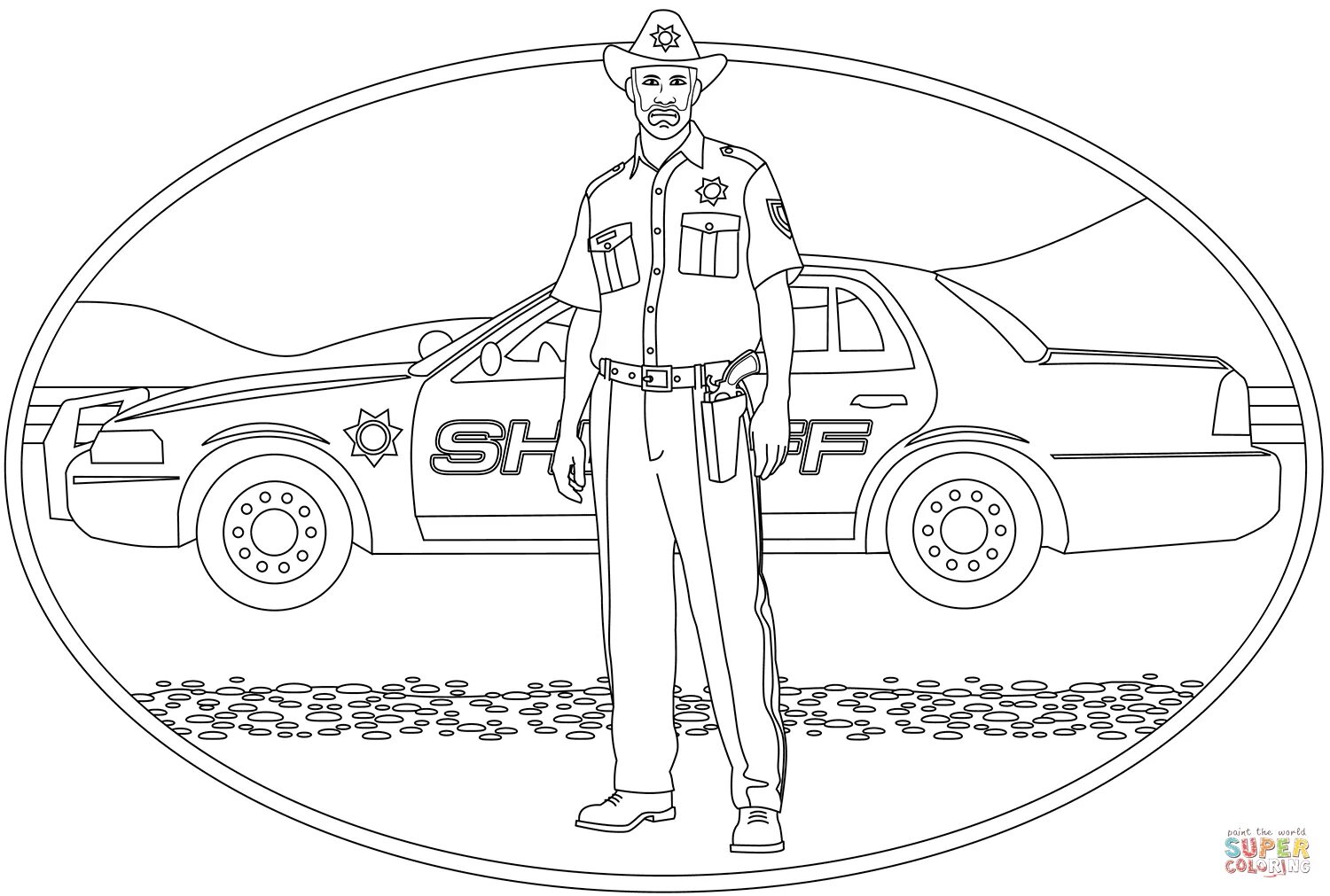 Coloring page happy sheriff