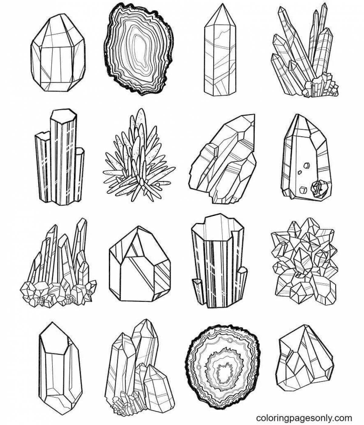 Colorful crystals coloring page
