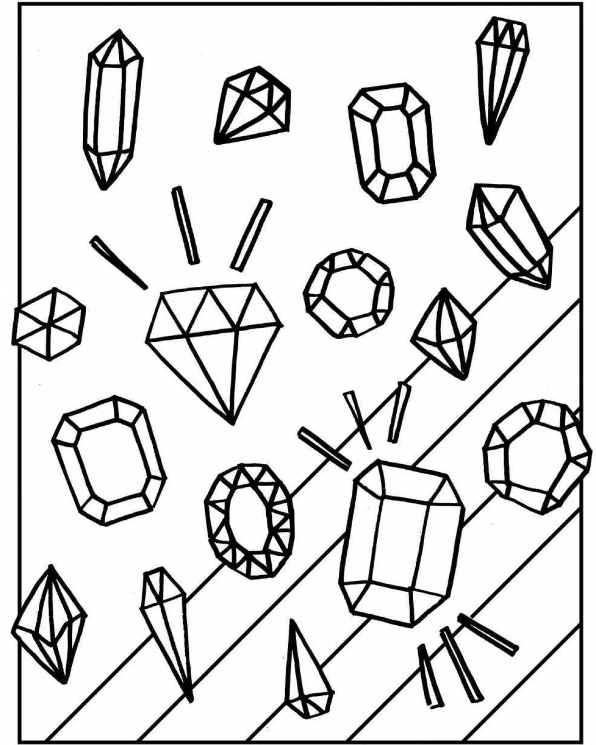 Mysterious crystals coloring page