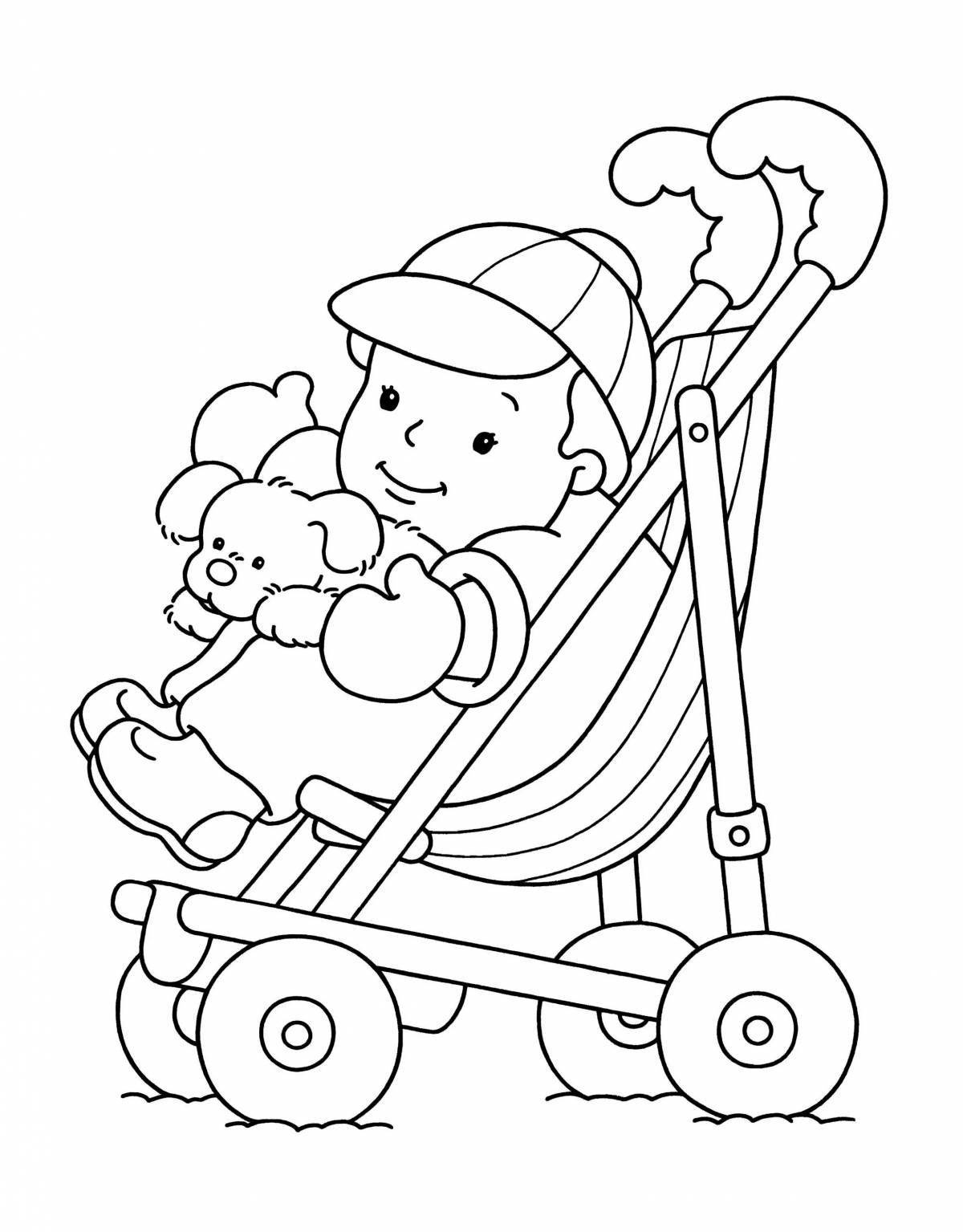 Playful baby coloring