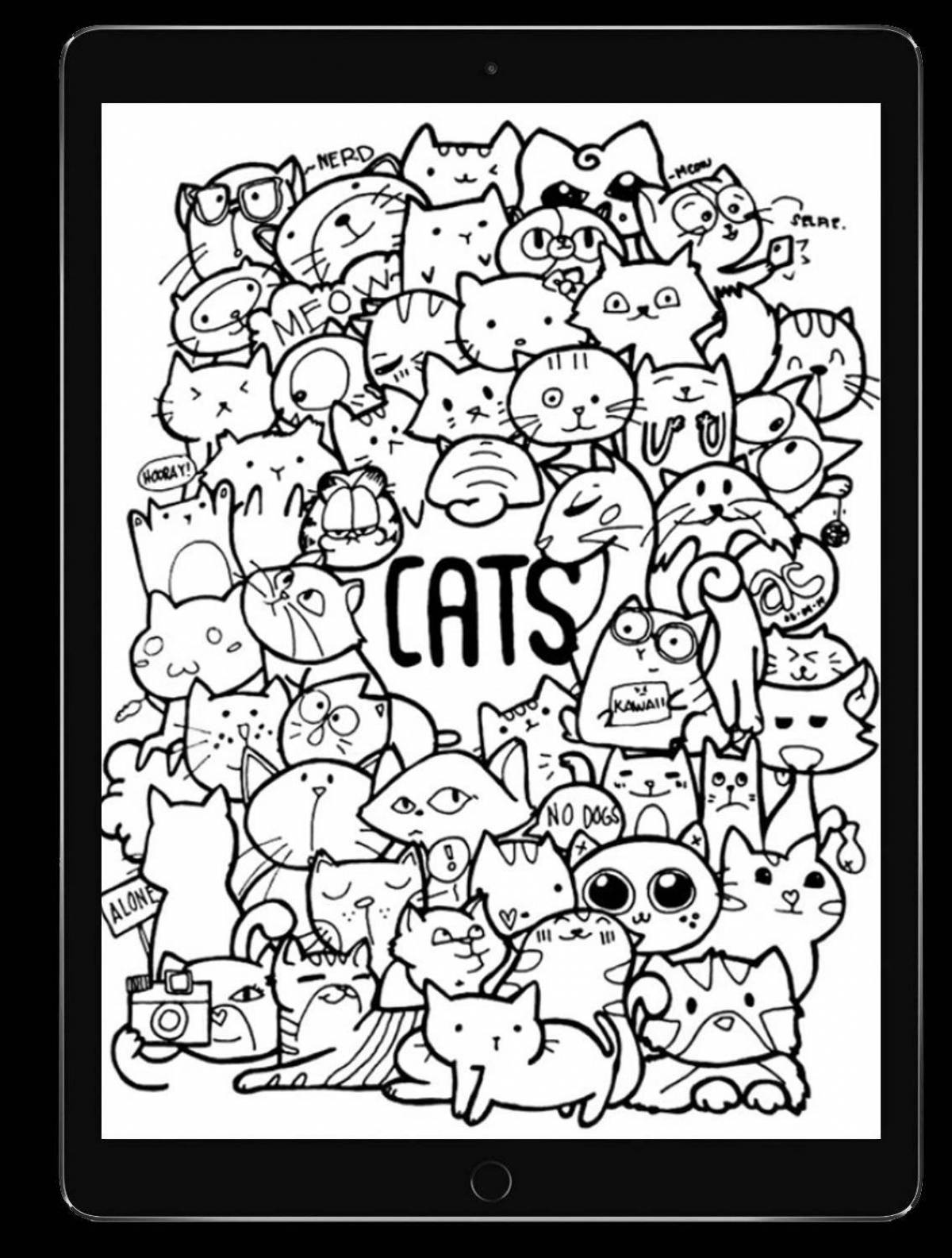 Playful collage coloring page