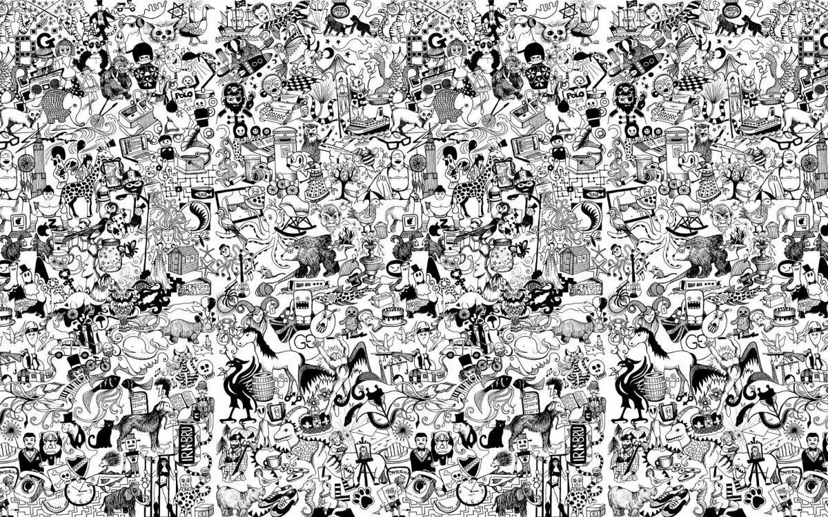 Fun collage coloring page