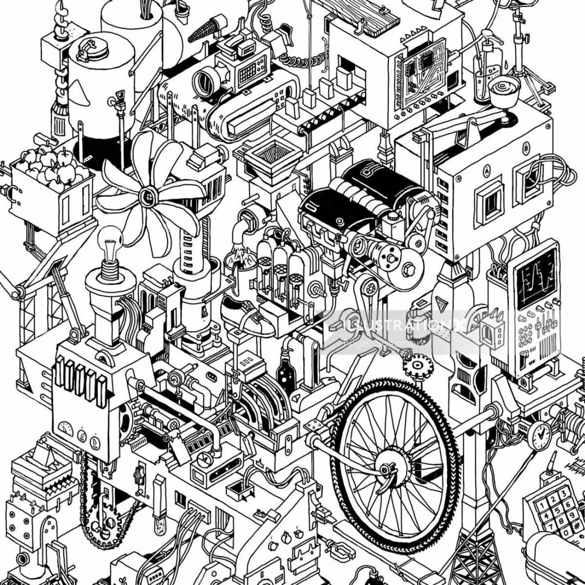 Charming collage coloring page