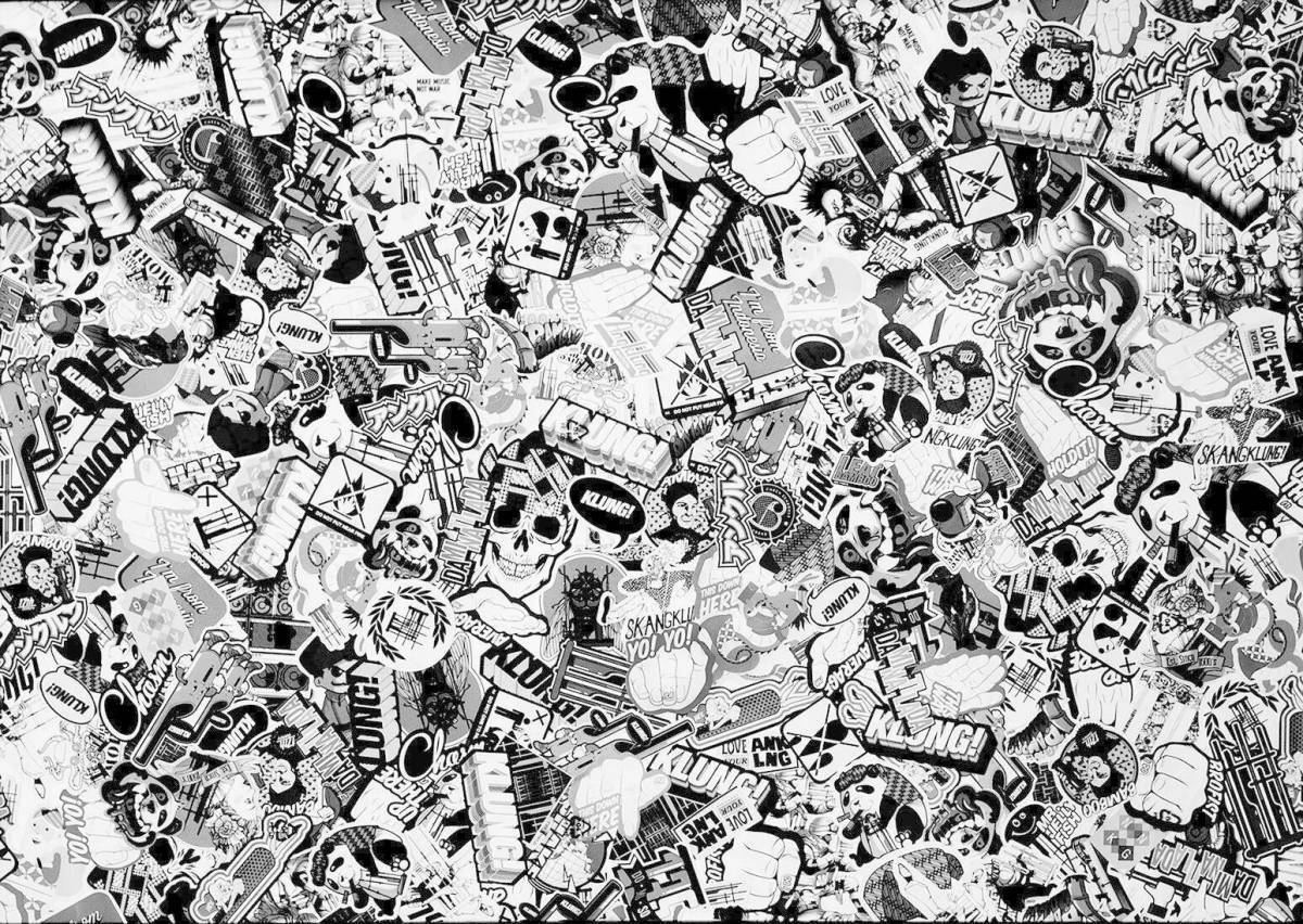 Coloring page of colorful fiesta collage