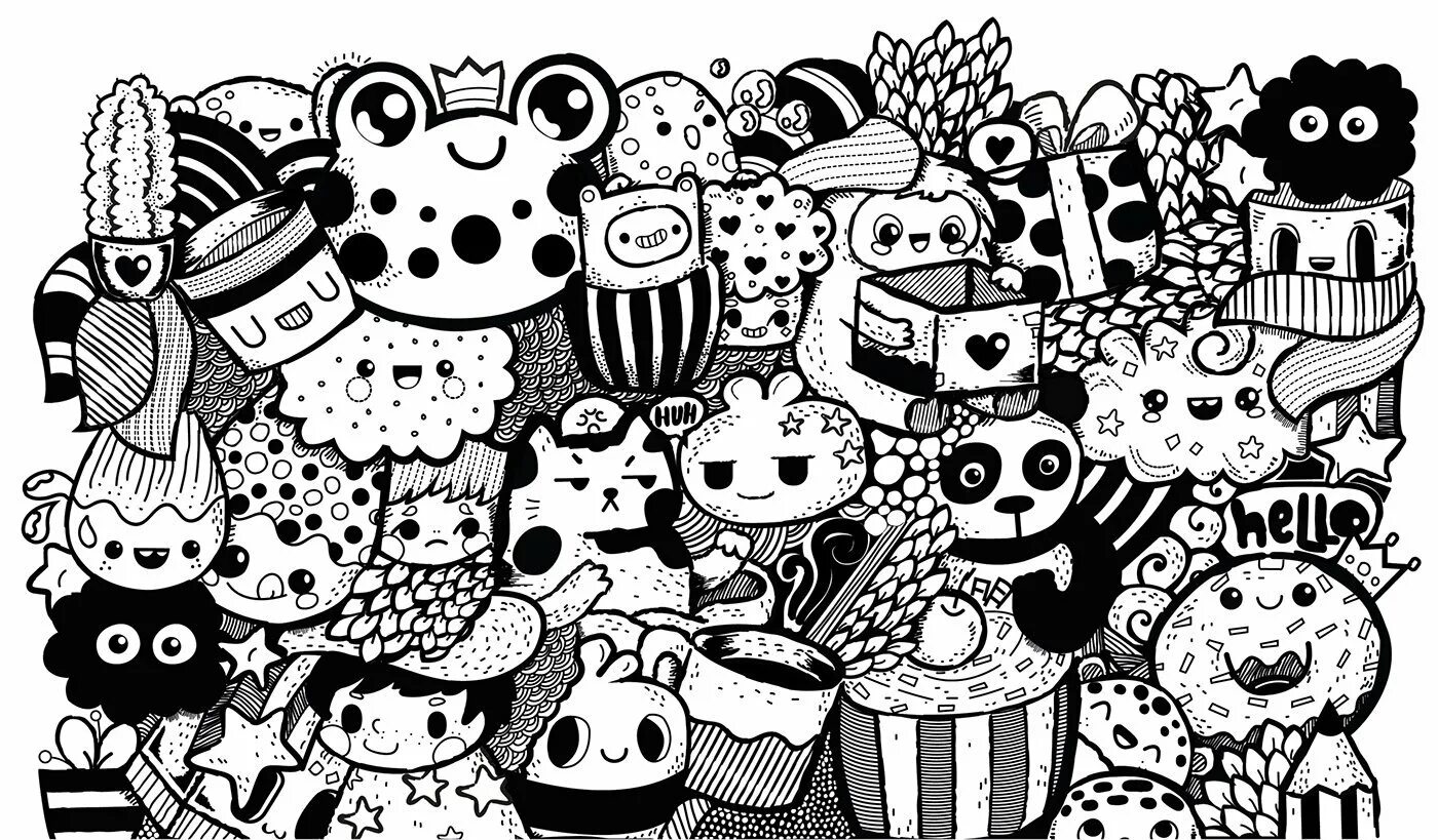 Colourful fever collage coloring page