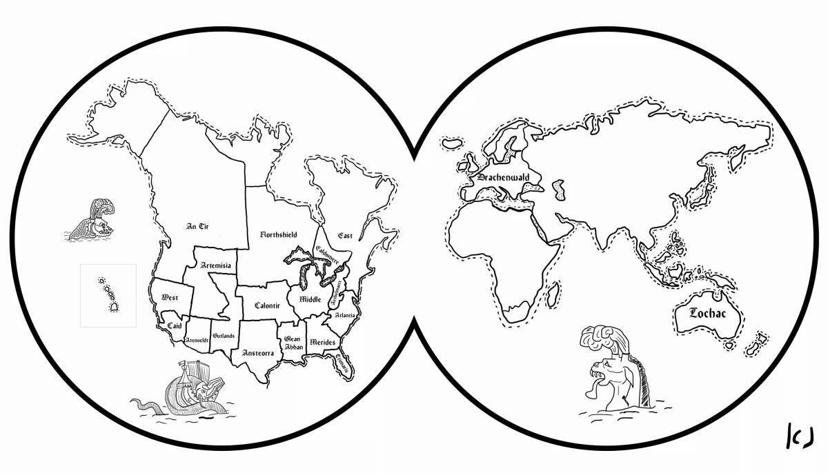 Shiny coloring pages continents