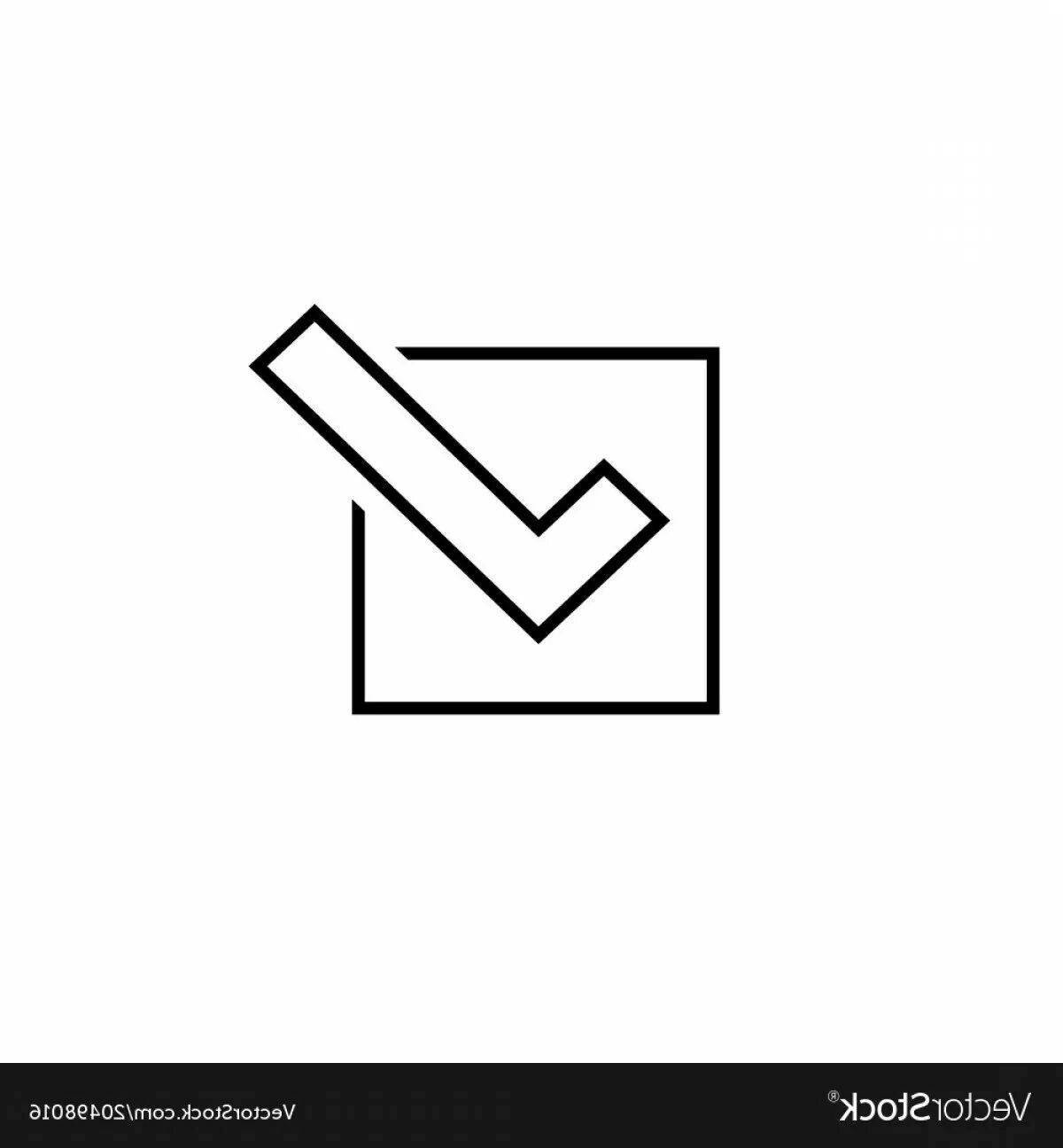 Coloring page with colorful check mark