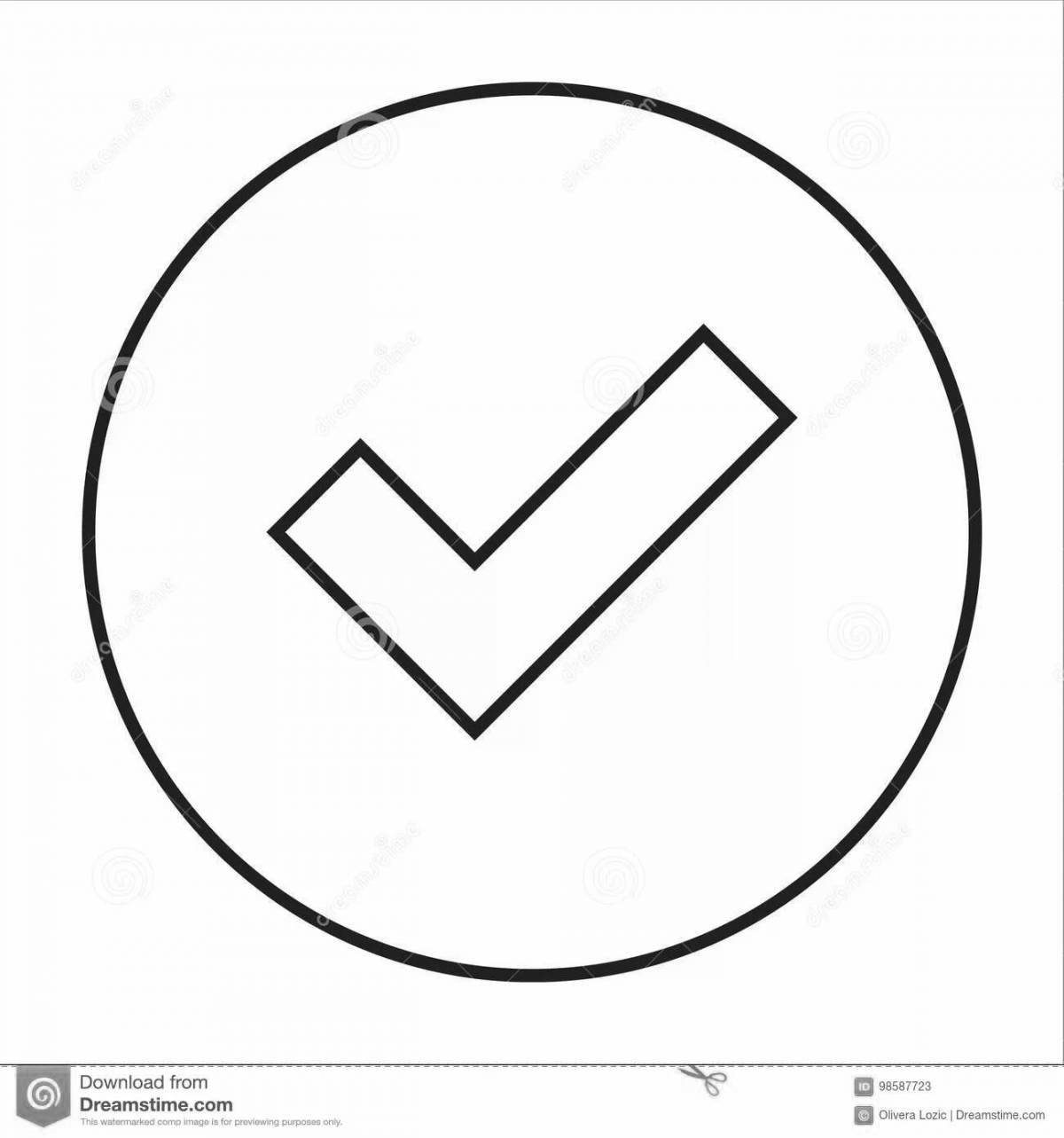 Charming coloring book with checkmark