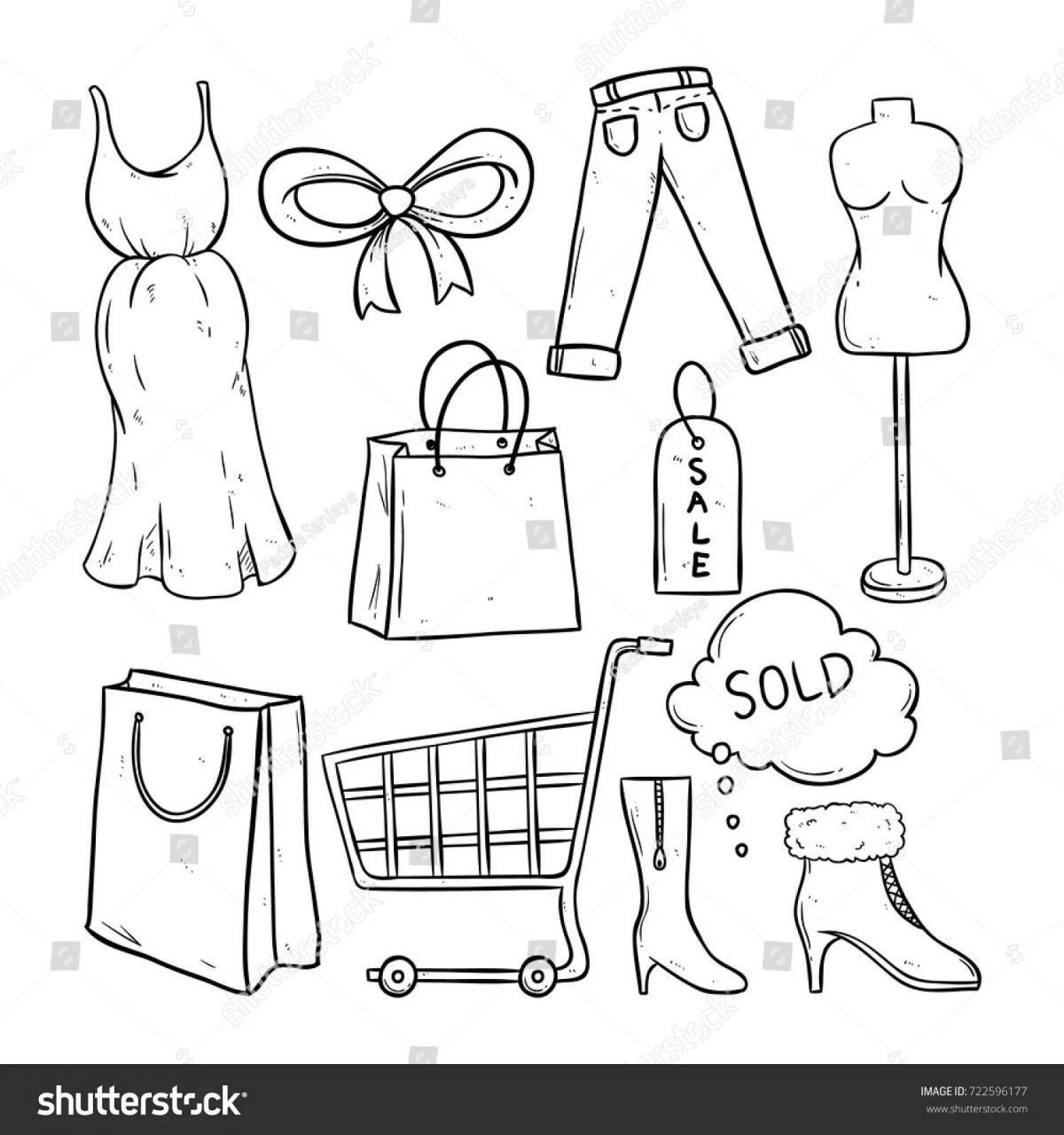 Busy shopping coloring page