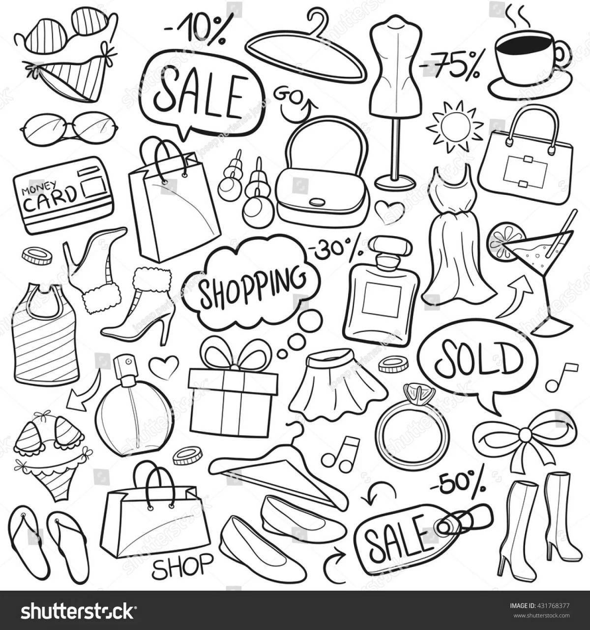 Colored shopping coloring page