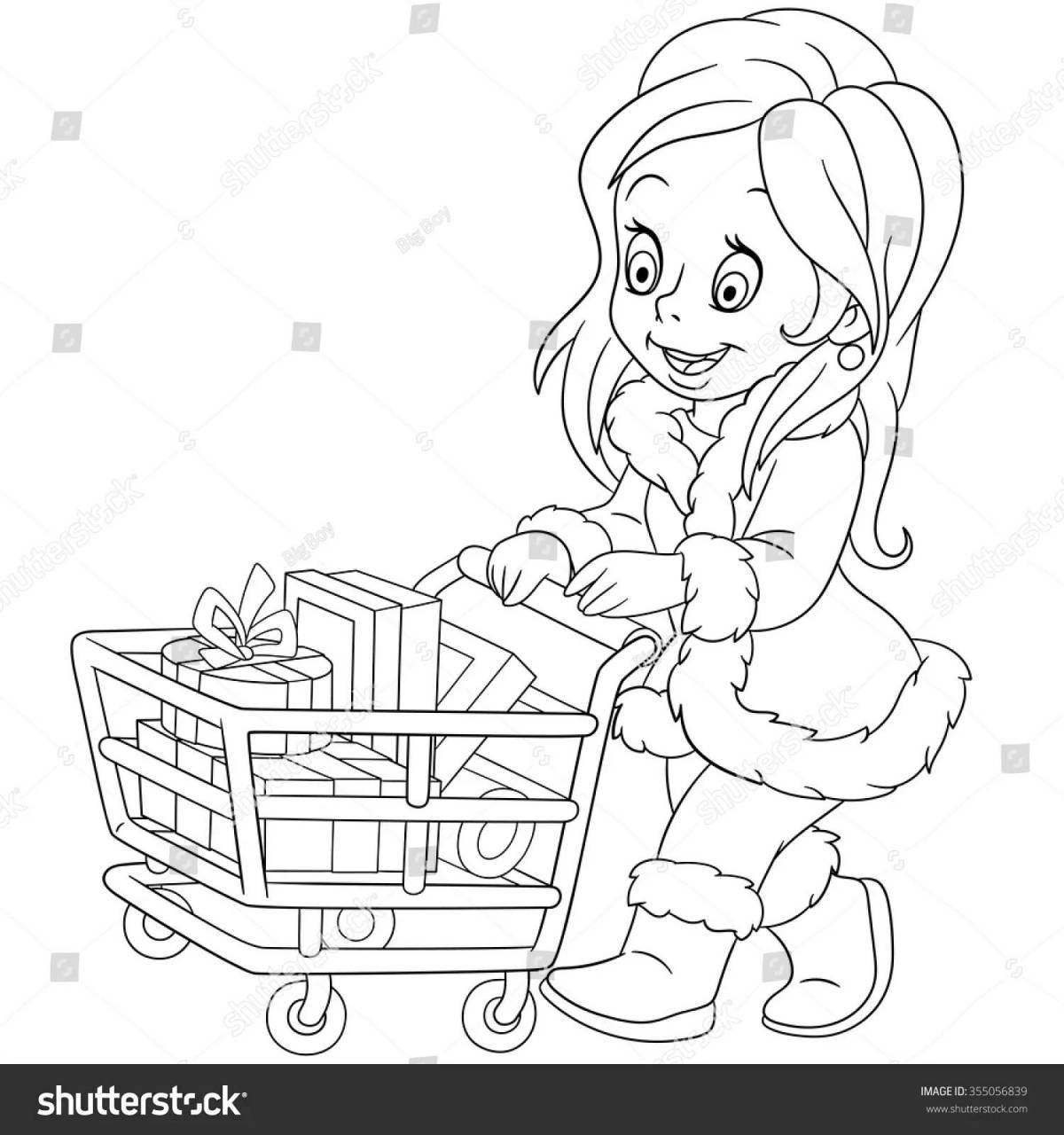 Shimmering Shopping Coloring Page