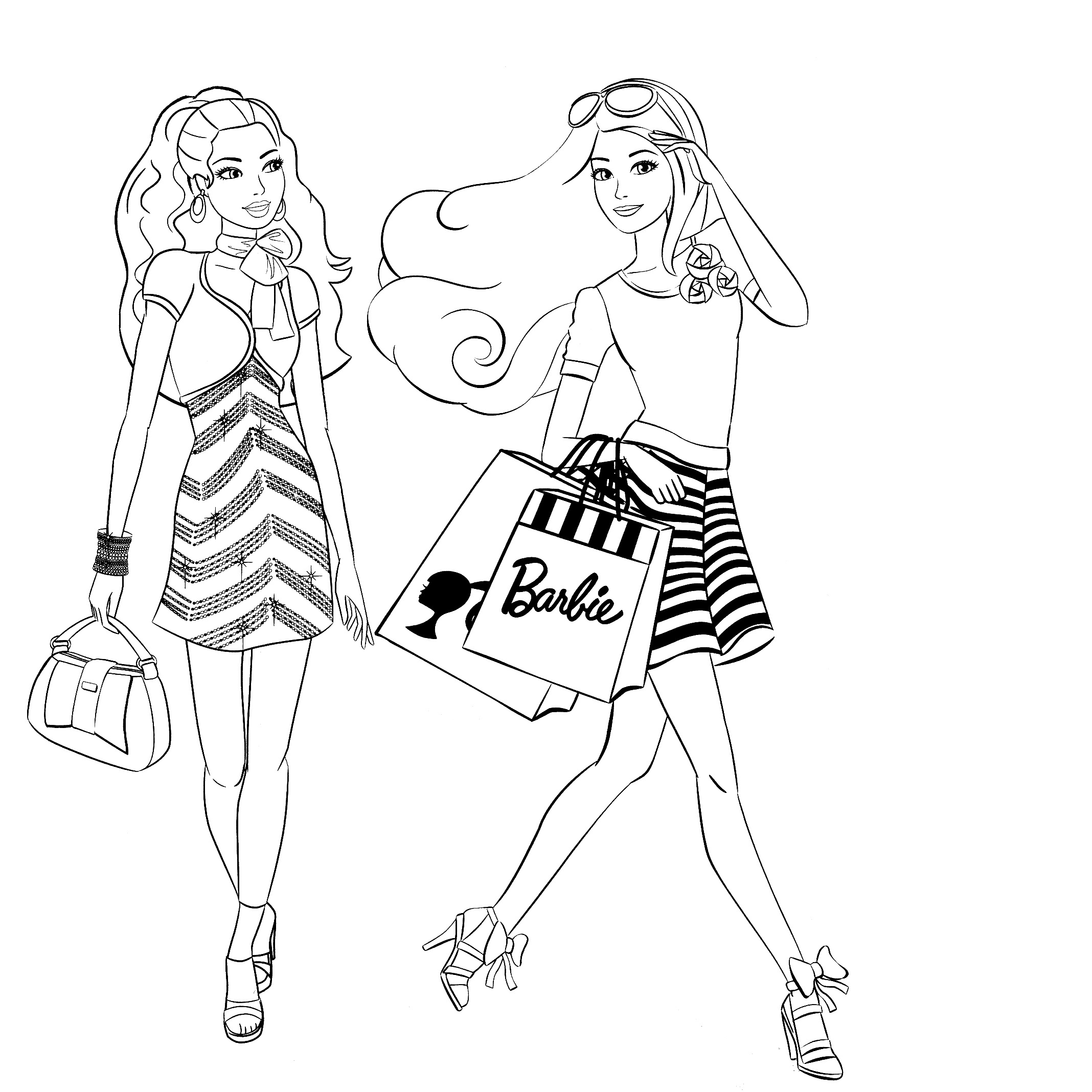 Sparkling shopping coloring page