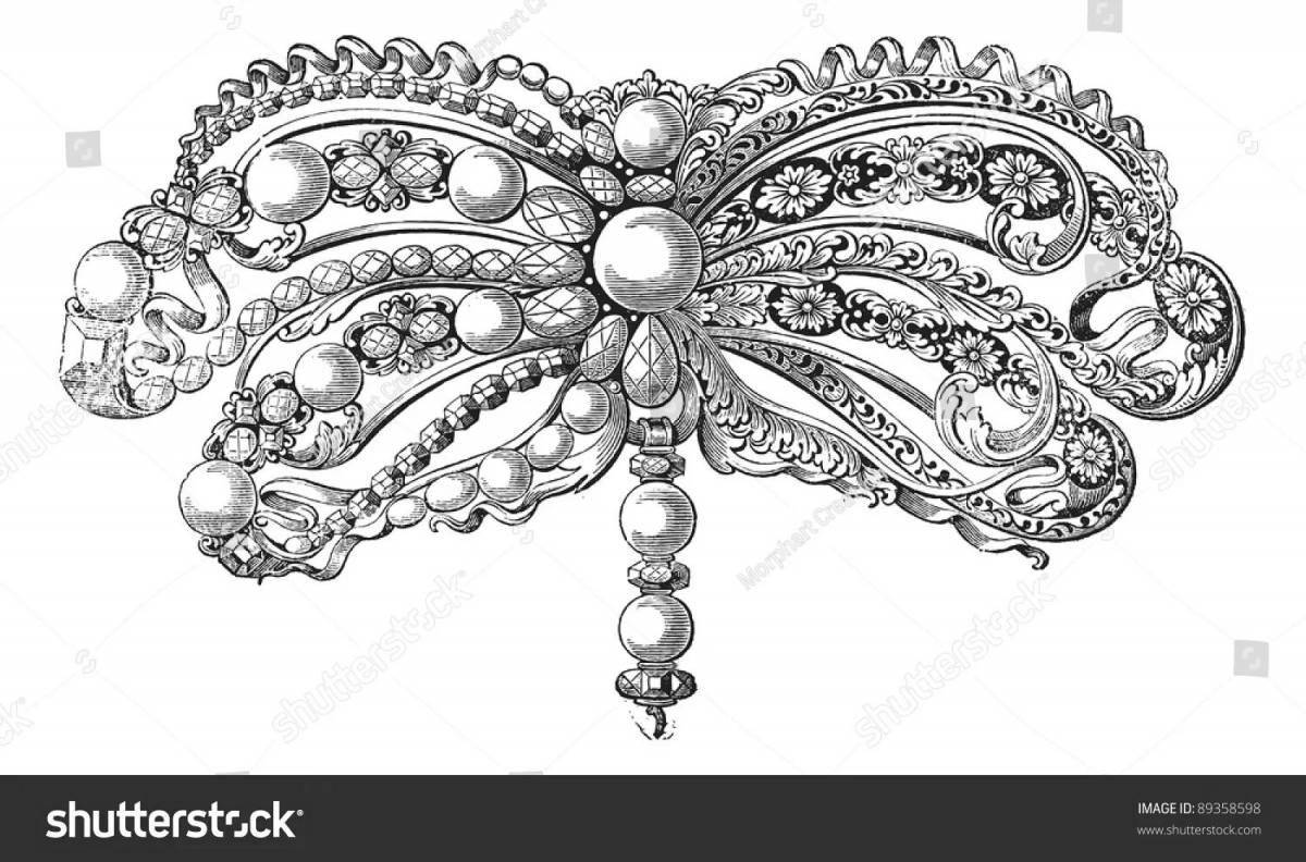 Intricate coloring brooch