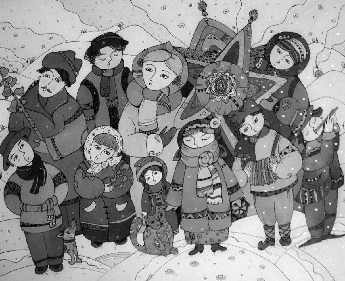 Animated carolers coloring pages