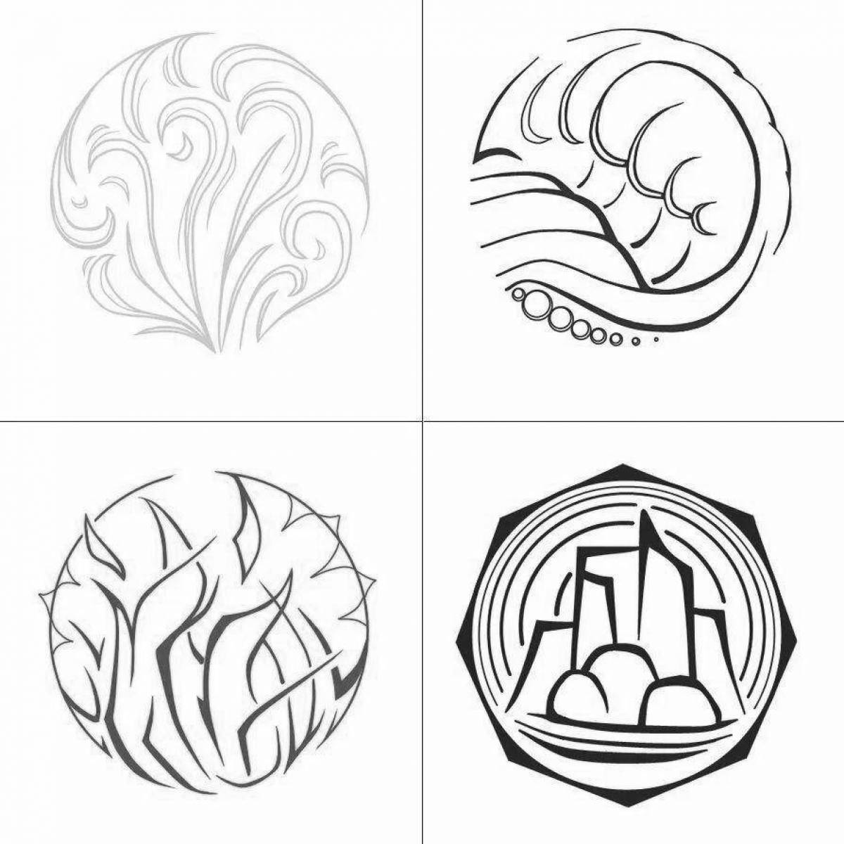 Creative coloring page elements