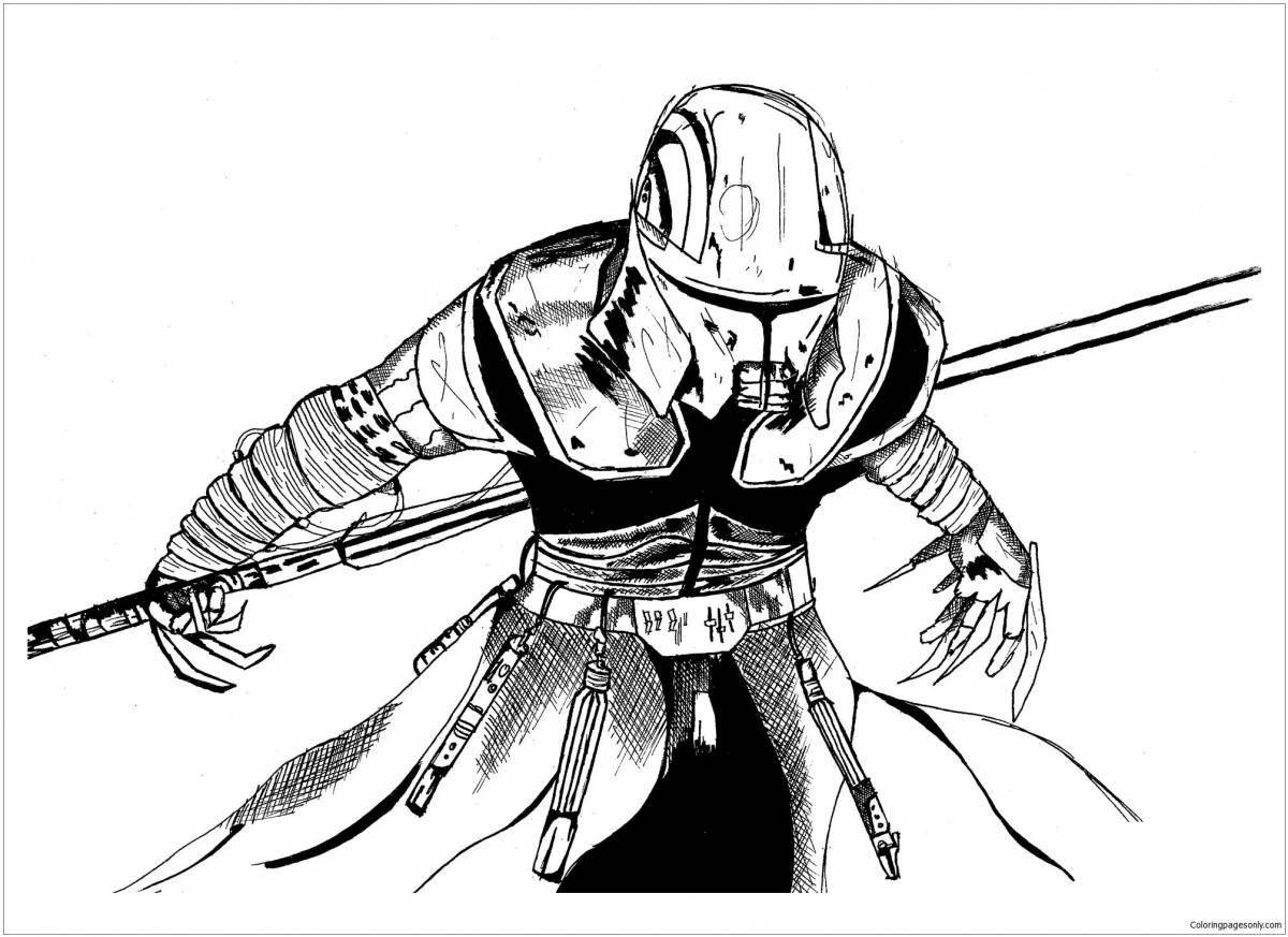 Exalted jedi coloring page