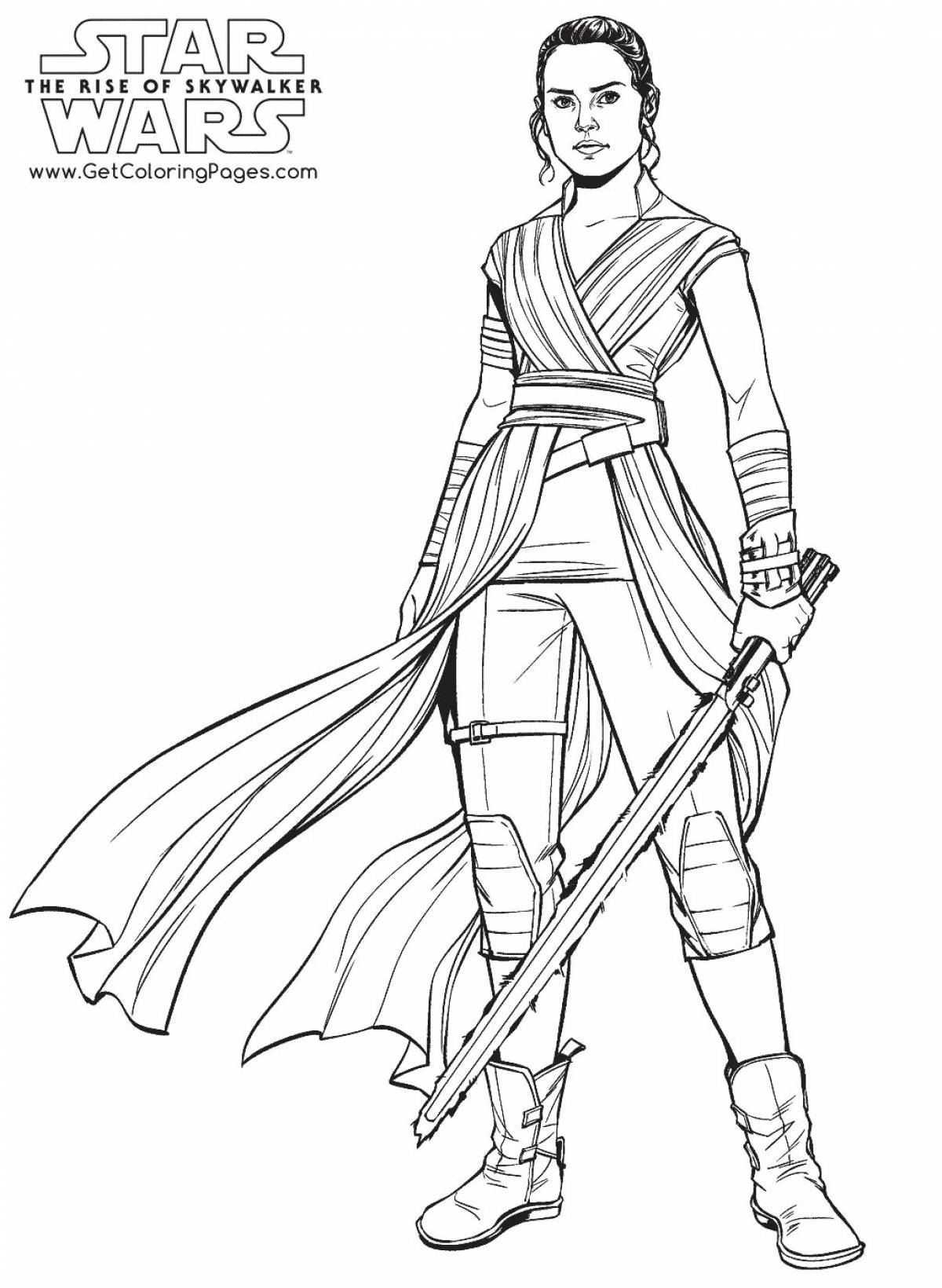Colorfully colored Jedi coloring page