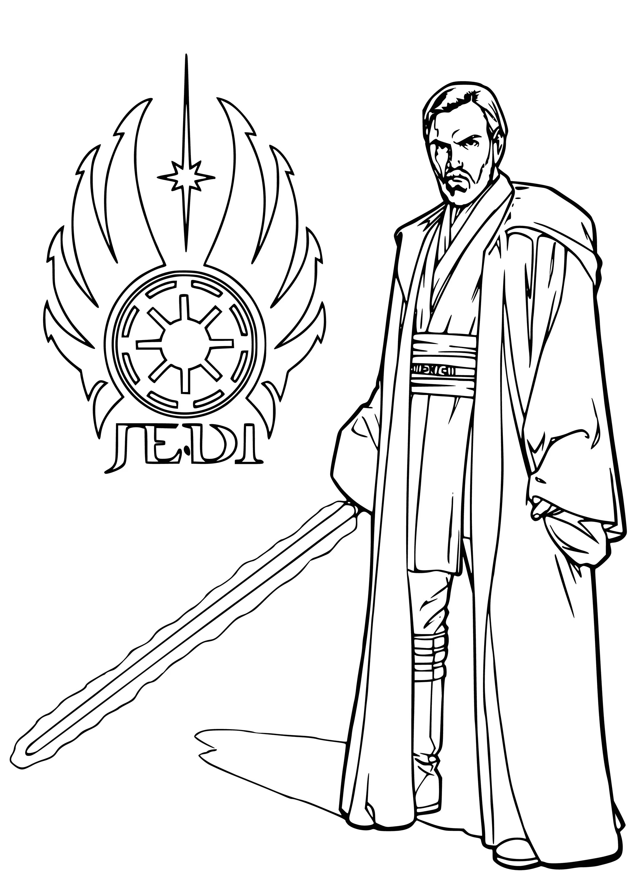 Bright shaded Jedi coloring page