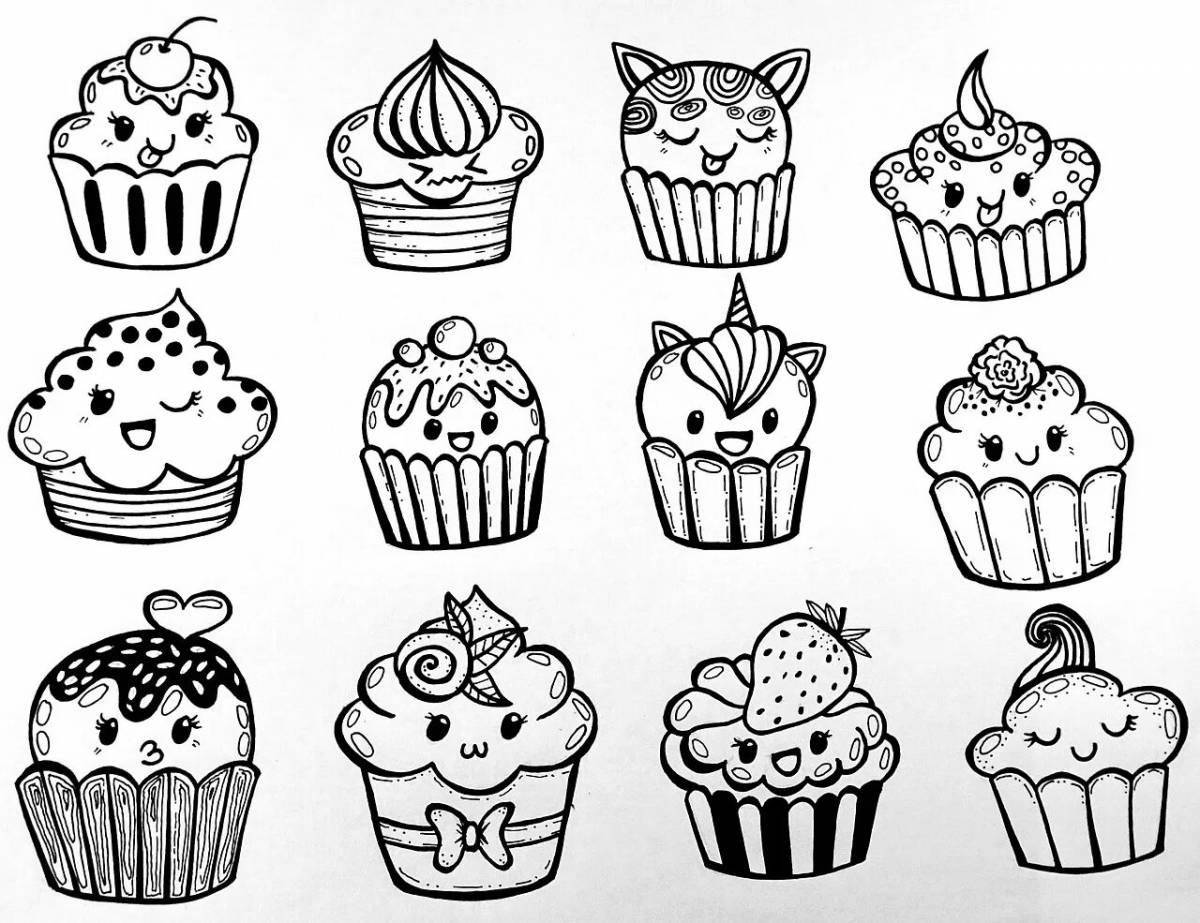 Sweet cupcake coloring page