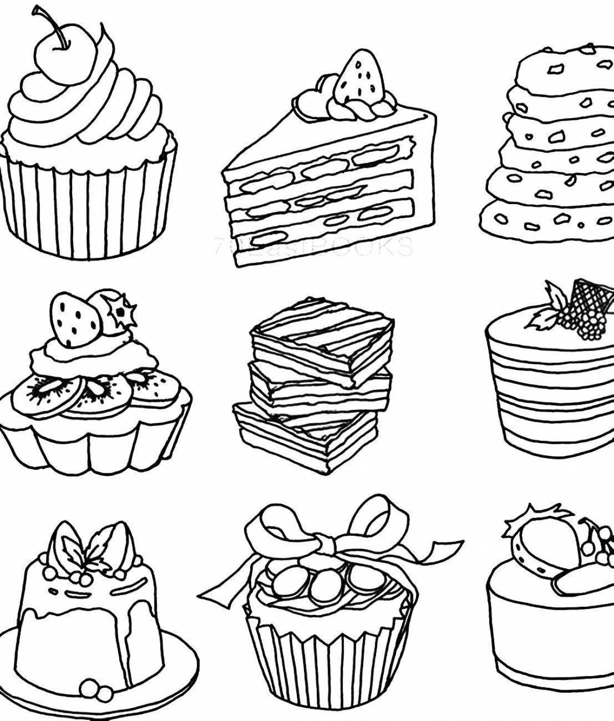 Adorable cupcake coloring page