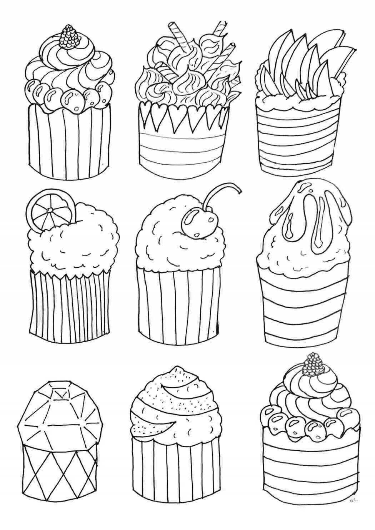 Coloring book lovely cupcake