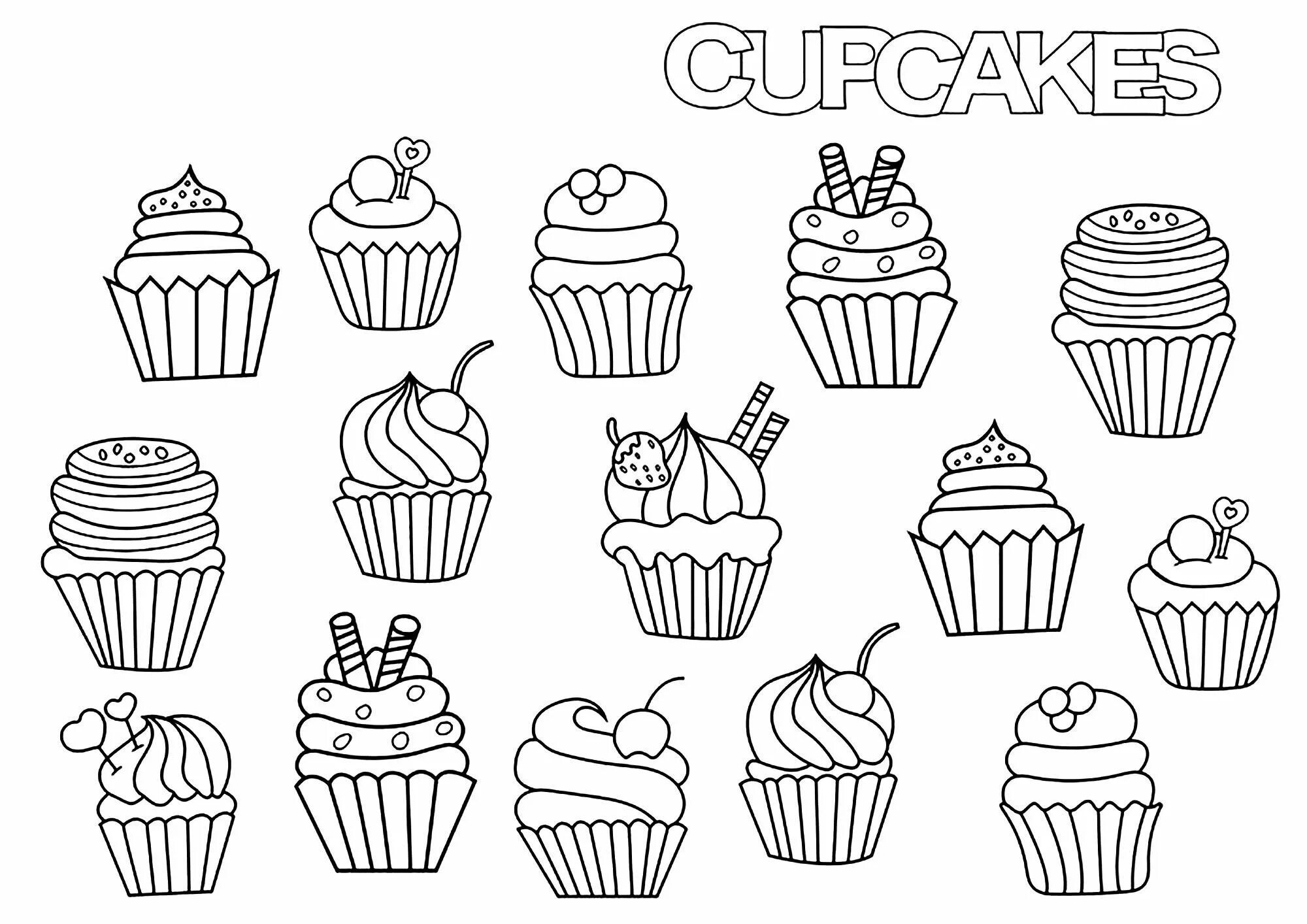 Coloring page delicious cupcake