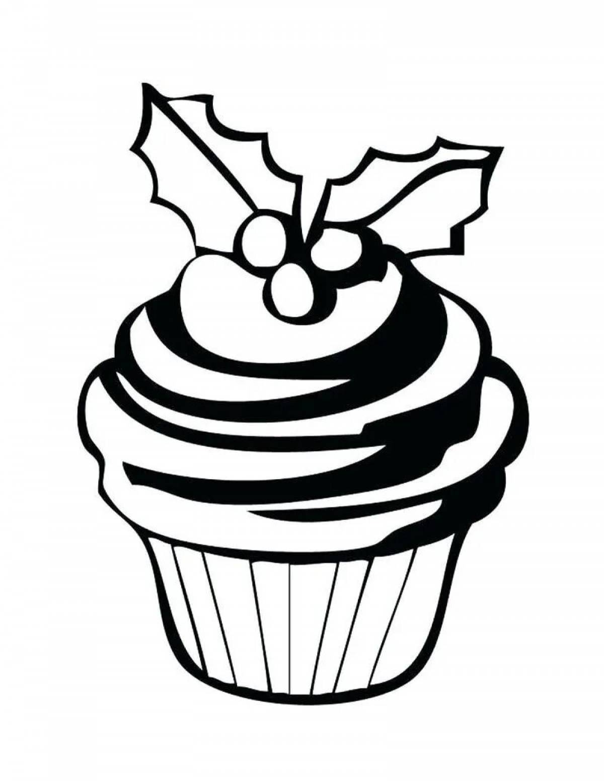 Cupcake coloring page with color filling