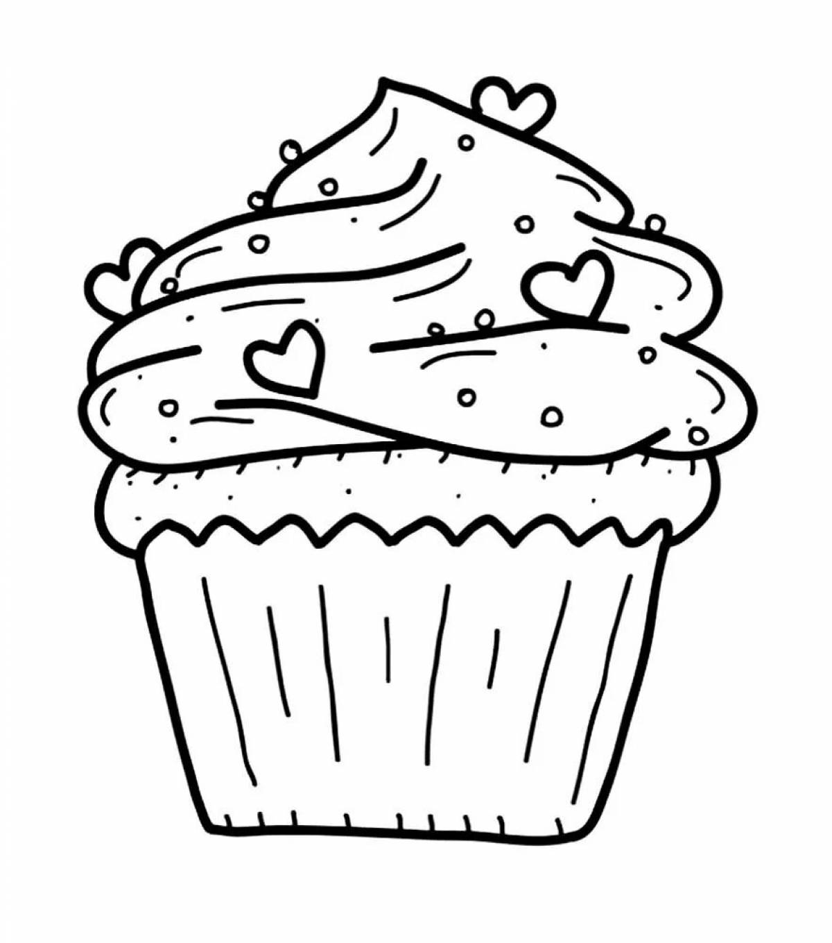 Cupcake coloring page in color